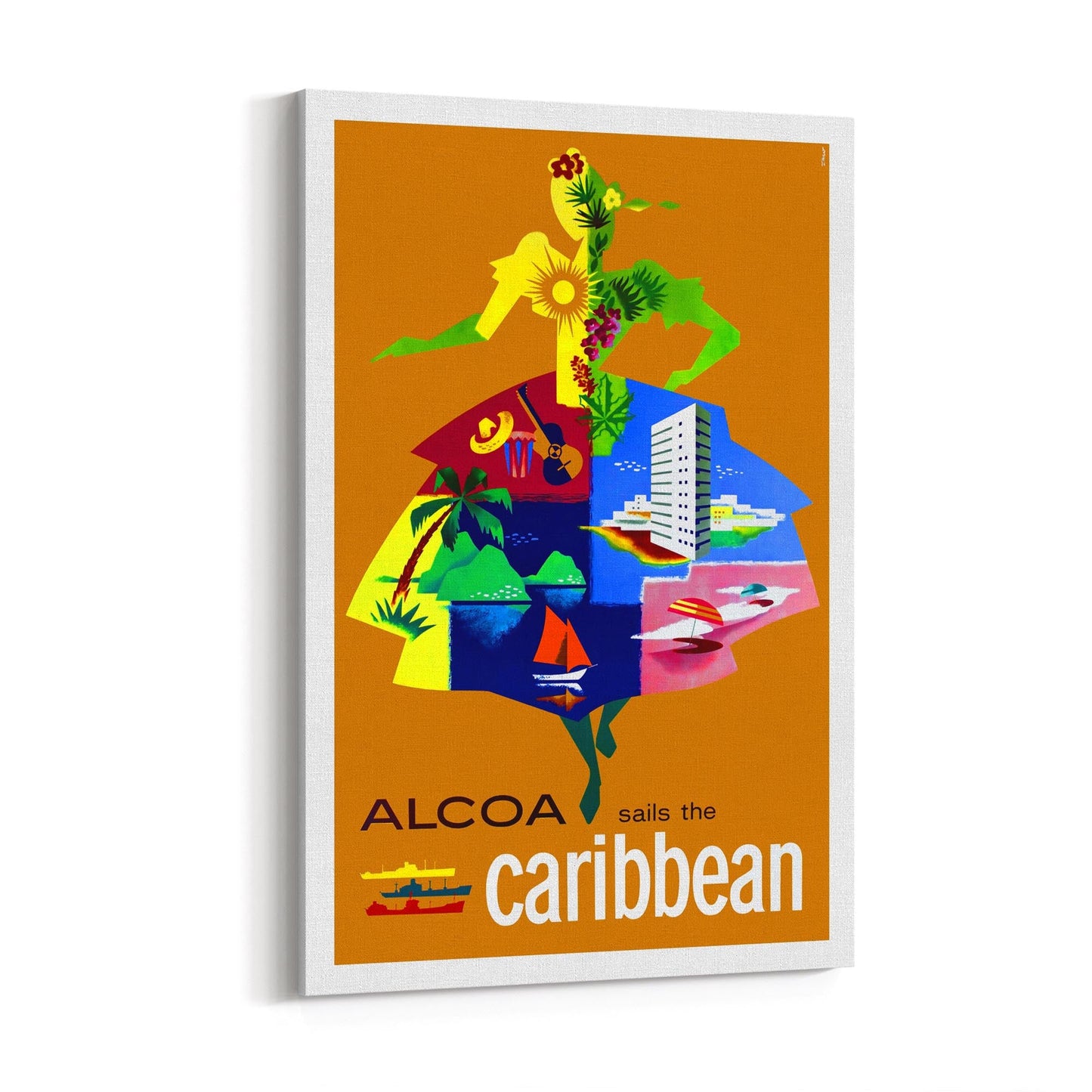 Alcoa Sails the Caribbean | Framed Canvas Vintage Travel Advertisement