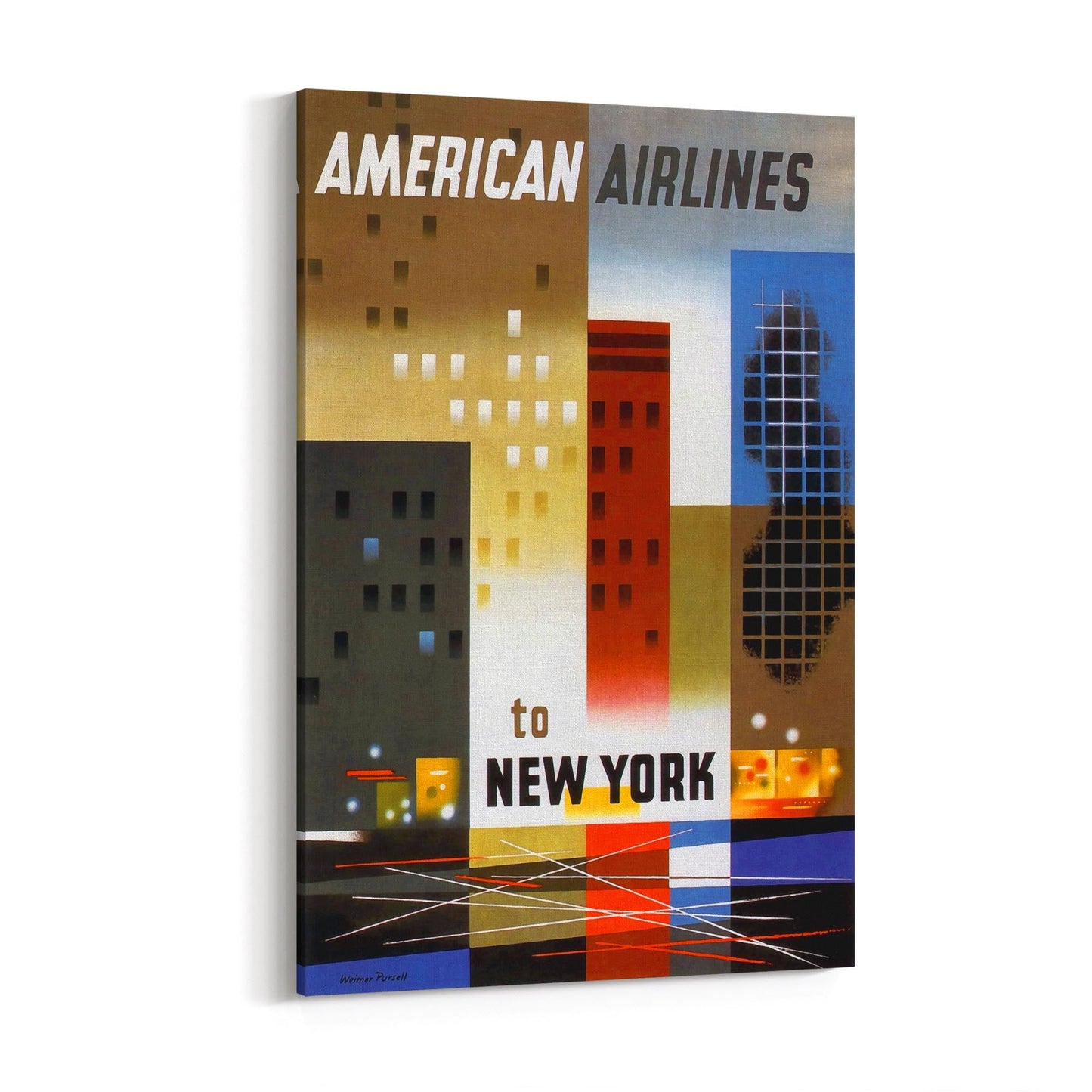 New York, USA by Weimer Purcell | Framed Canvas Vintage Travel Advertisement