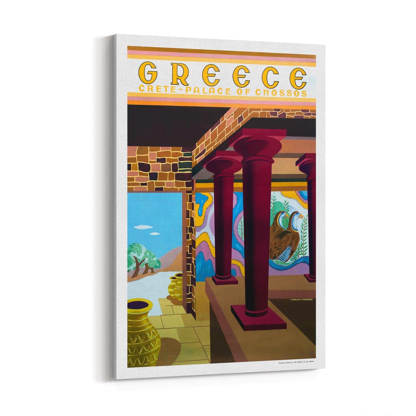 Crete, Greece "Palace of Cnossos" | Framed Canvas Vintage Travel Advertisement