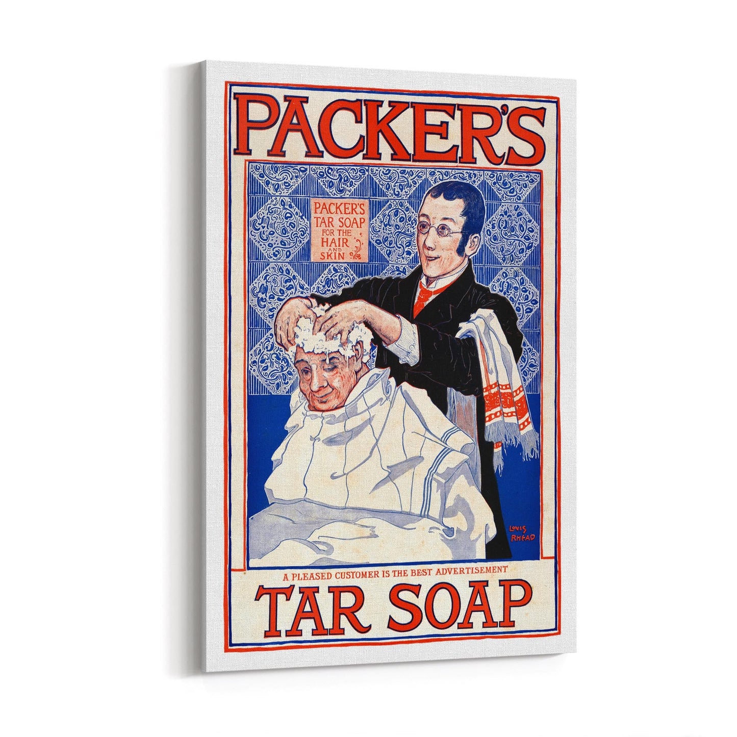 Packer's Tar Soap Barber | Framed Canvas Vintage Advertisement