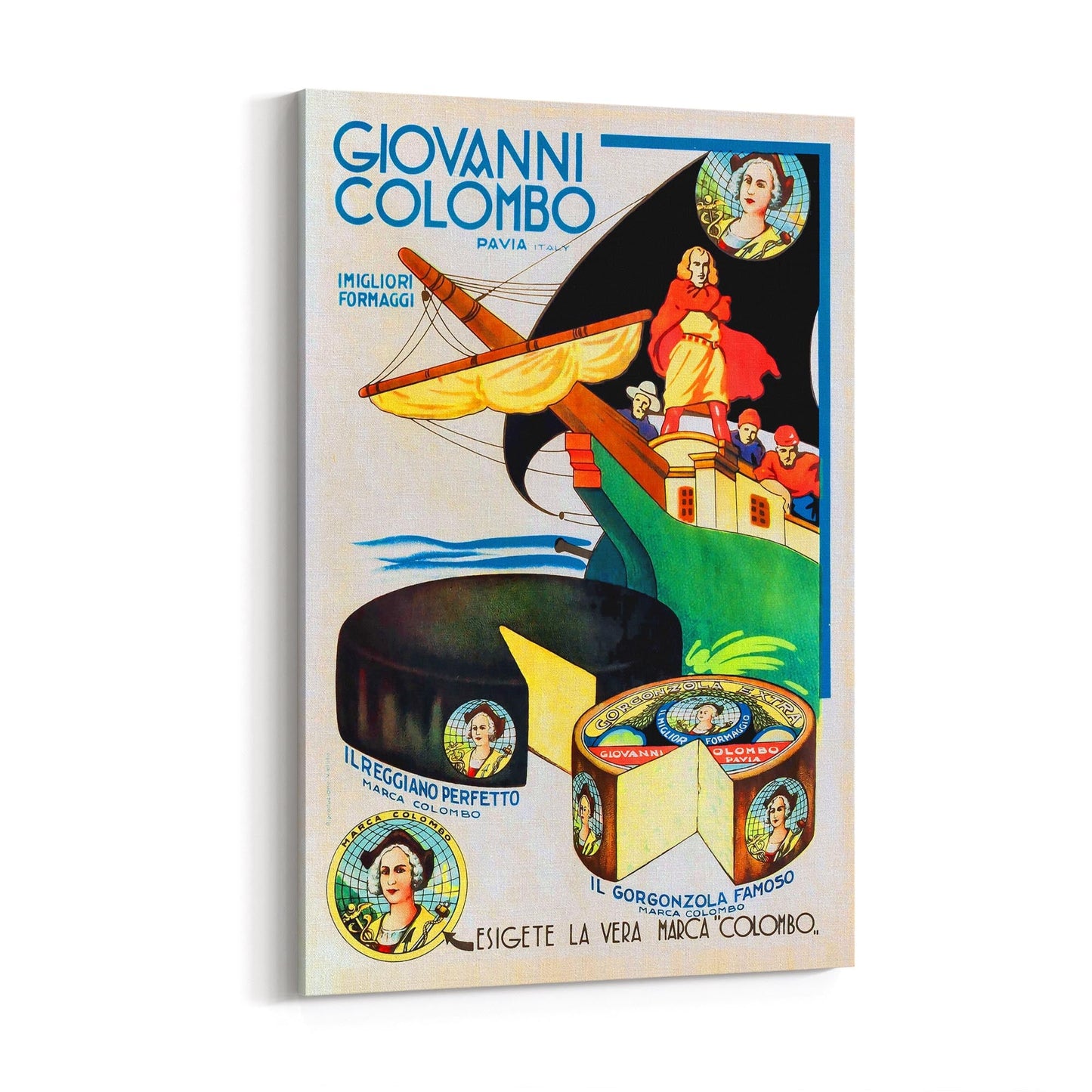 Giovanni Columbo Italian Cheese | Framed Canvas Vintage Advertisement