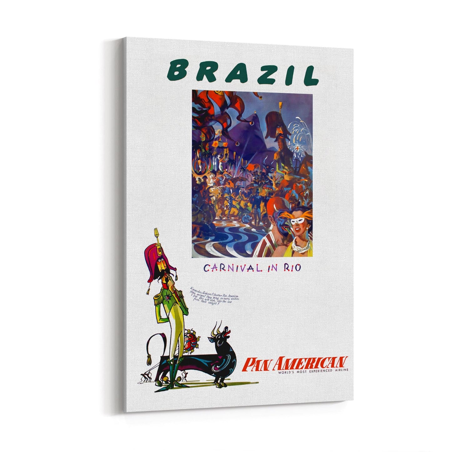 Brazil Carnival in Rio Pan American | Framed Canvas Vintage Travel Advertisement