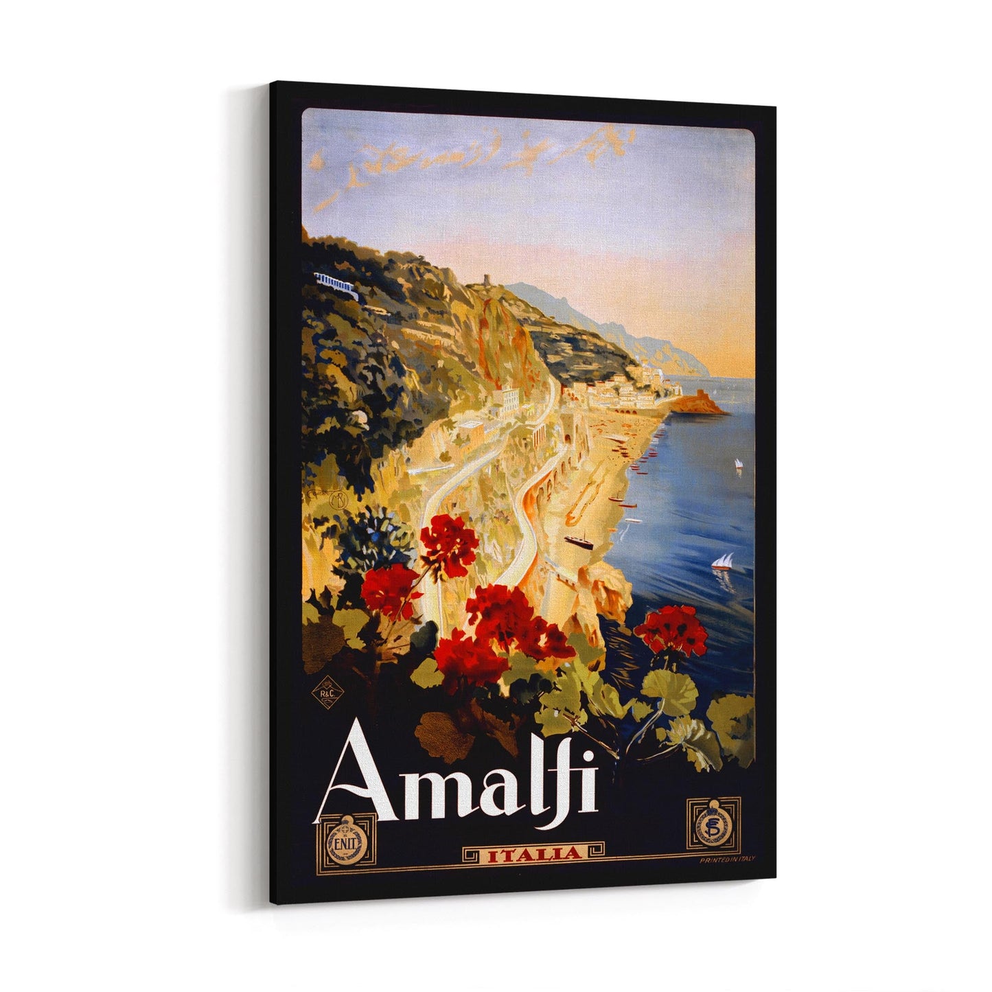 Amalfi, Italy | Framed Canvas Vintage Travel Advertisement