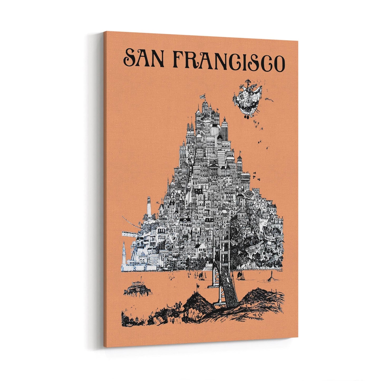 San Francisco, USA by David Schiller | Framed Canvas Vintage Travel Advertisement