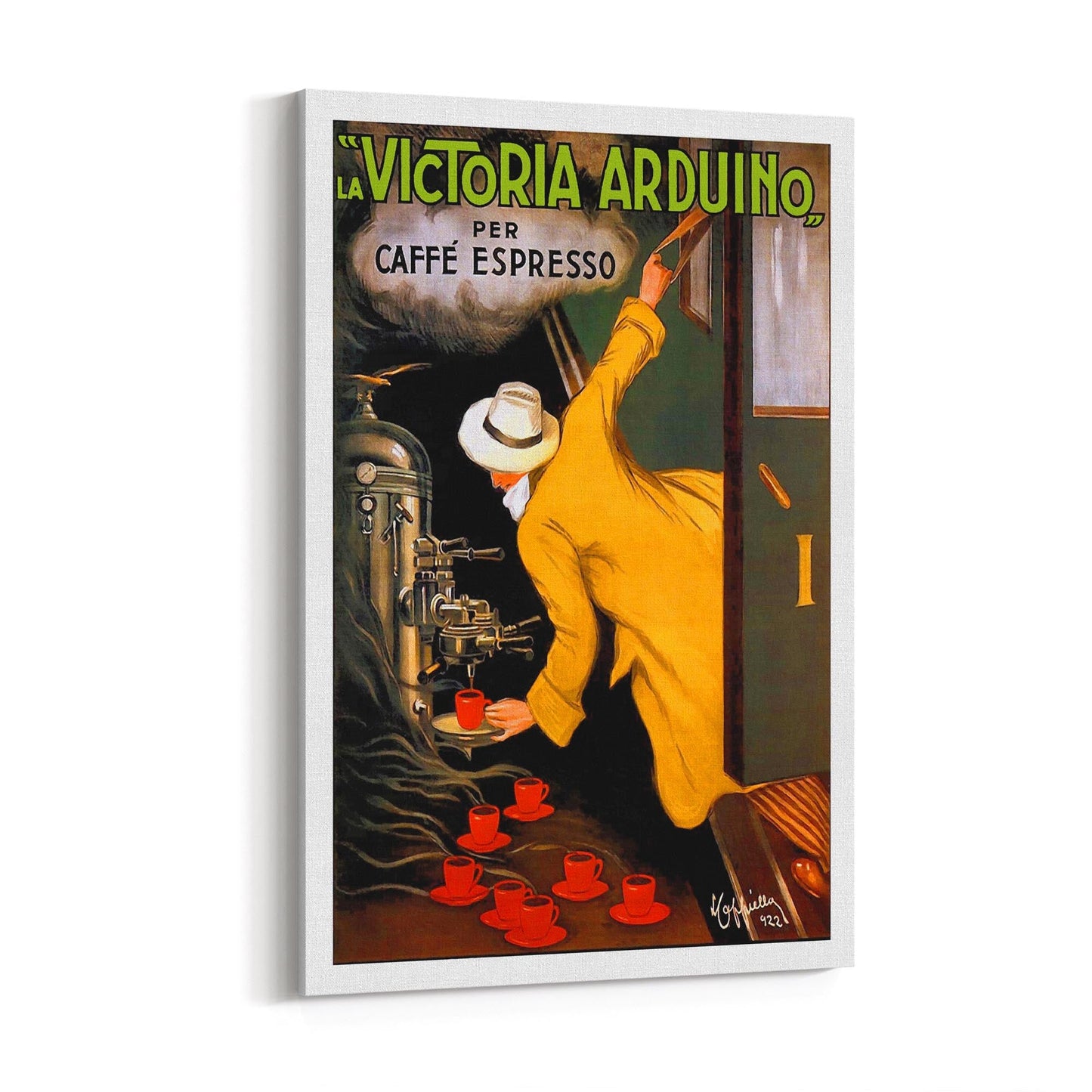 La Victoria Arduino Espresso Coffee by Leonetto Cappiello | Framed Canvas Vintage Advertisement
