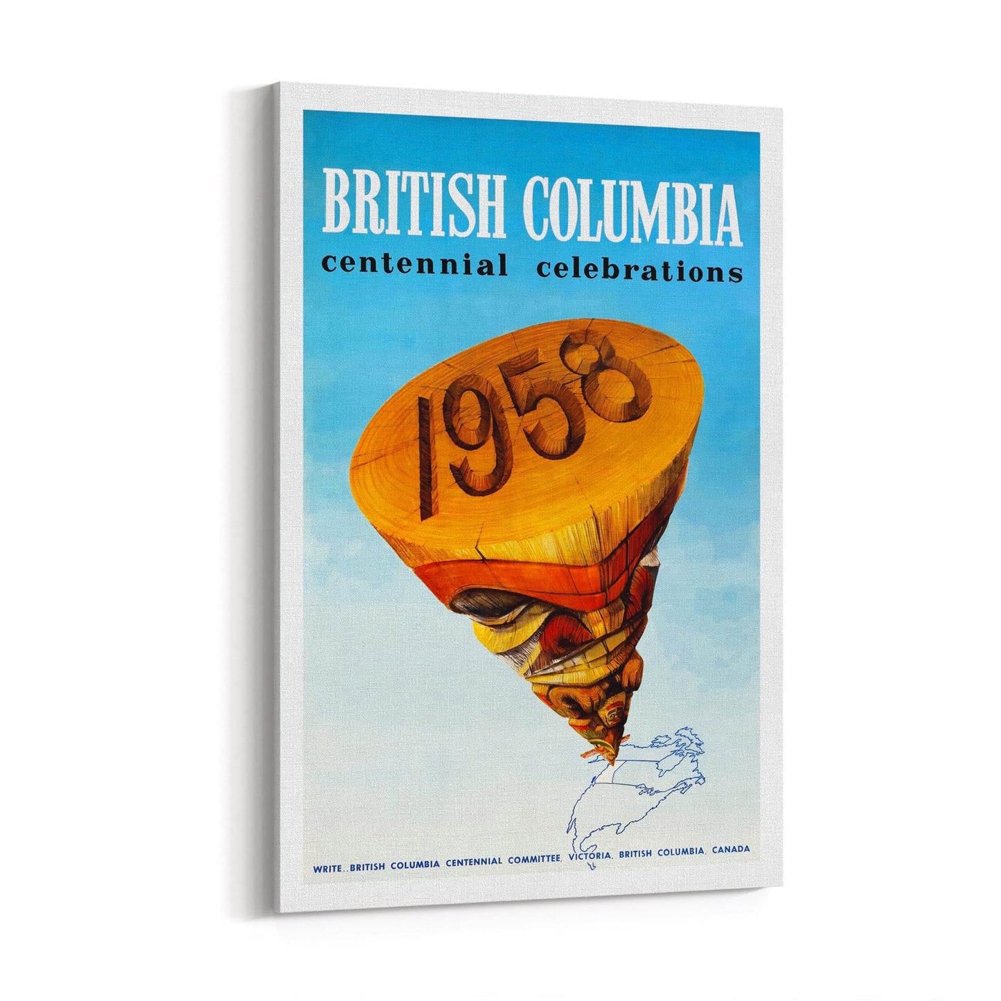 British Columbia, Canada Centennial Celebrations | Framed Canvas Vintage Travel Advertisement