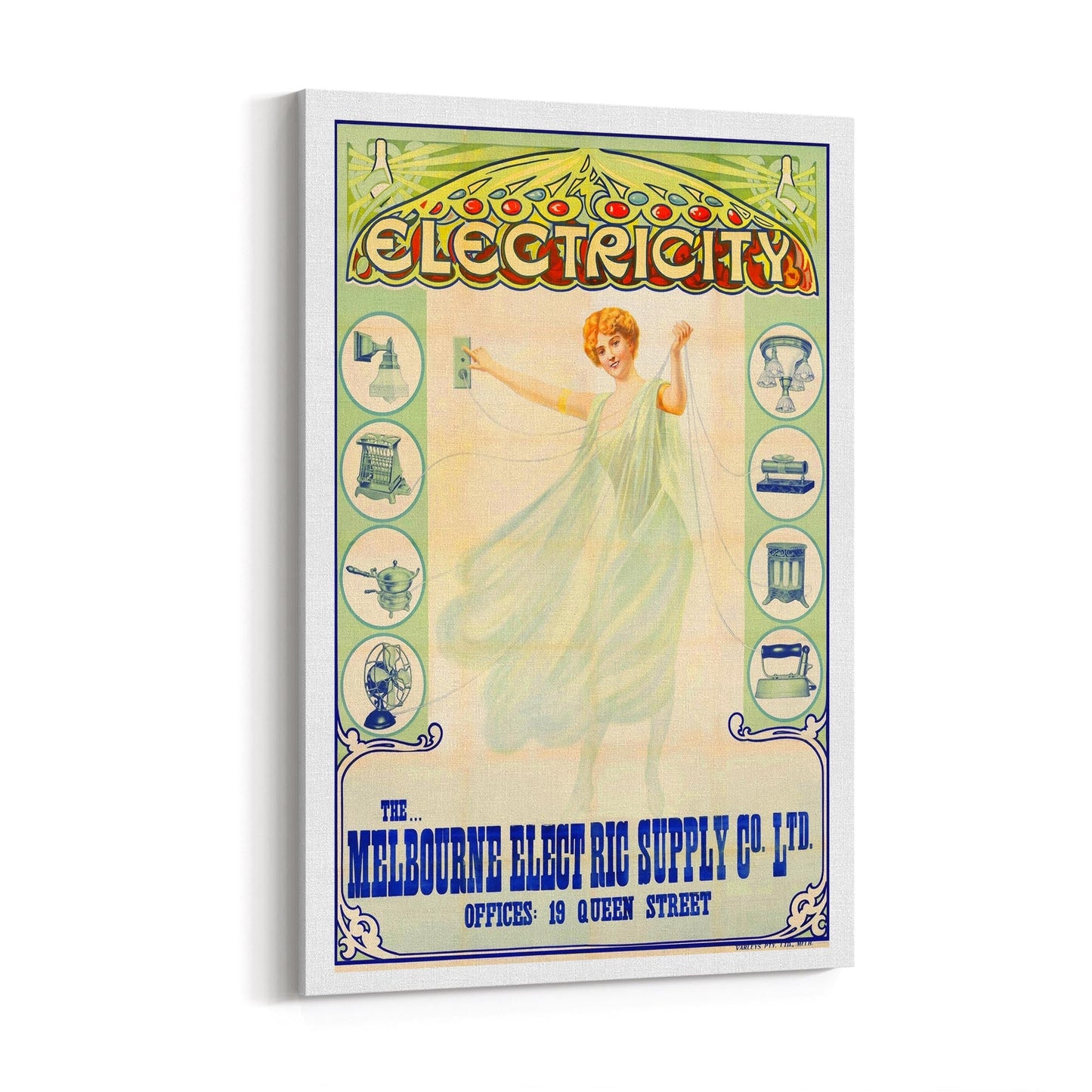 Melbourne Electric Supply Co, Australia | Framed Canvas Vintage Advertisement