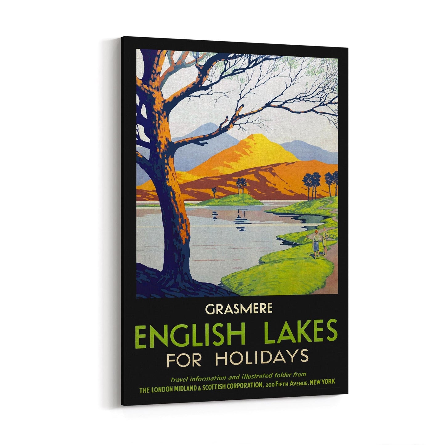 The Lake District, England "Grasmere for Holidays" | Framed Canvas Vintage Travel Advertisement