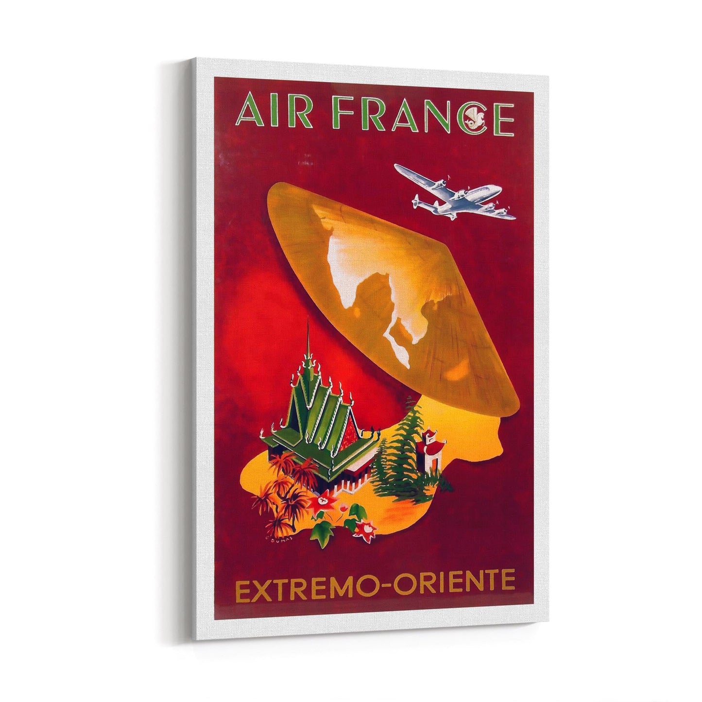China by Air France by G. Dumas Tourism | Framed Canvas Vintage Travel Advertisement