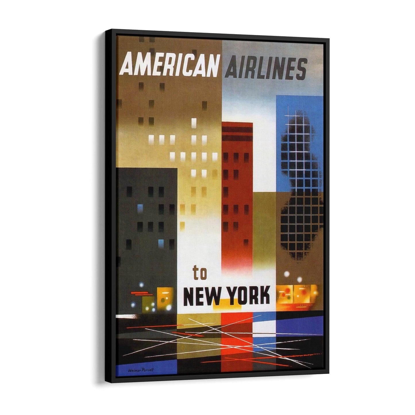 New York, USA by Weimer Purcell | Framed Canvas Vintage Travel Advertisement