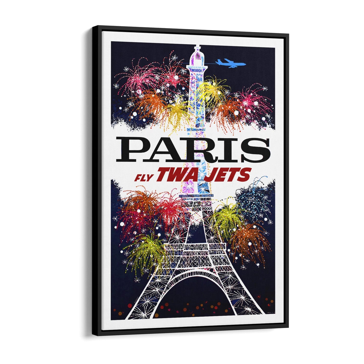 Paris "Fly TWA Jets to the City of Lights" | Framed Canvas Vintage Travel Advertisement