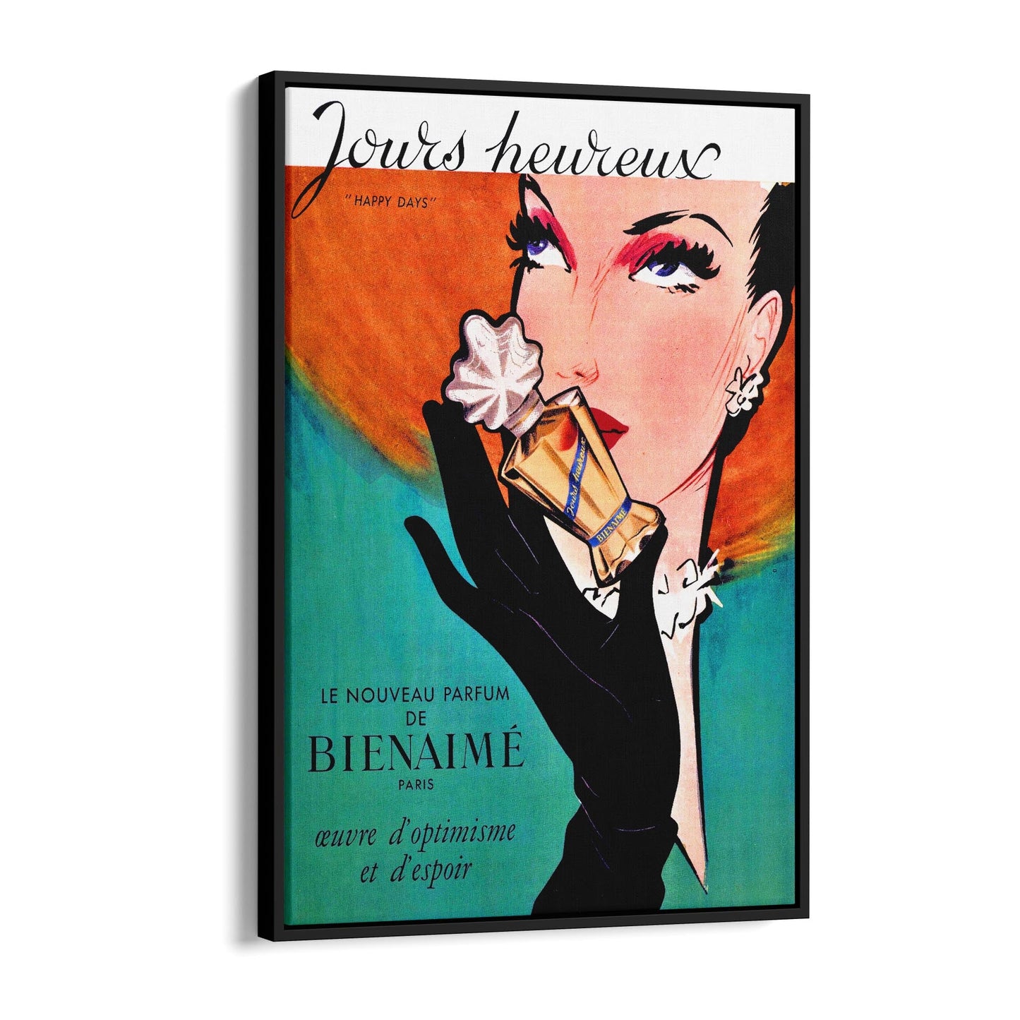 French Perfume "Jours Heureux" | Framed Canvas Vintage Advertisement