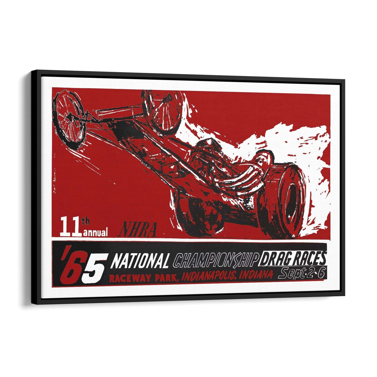 1965 "National Championship Drag Races" Indianapolis Motorsport | Framed Canvas Vintage Advertisement