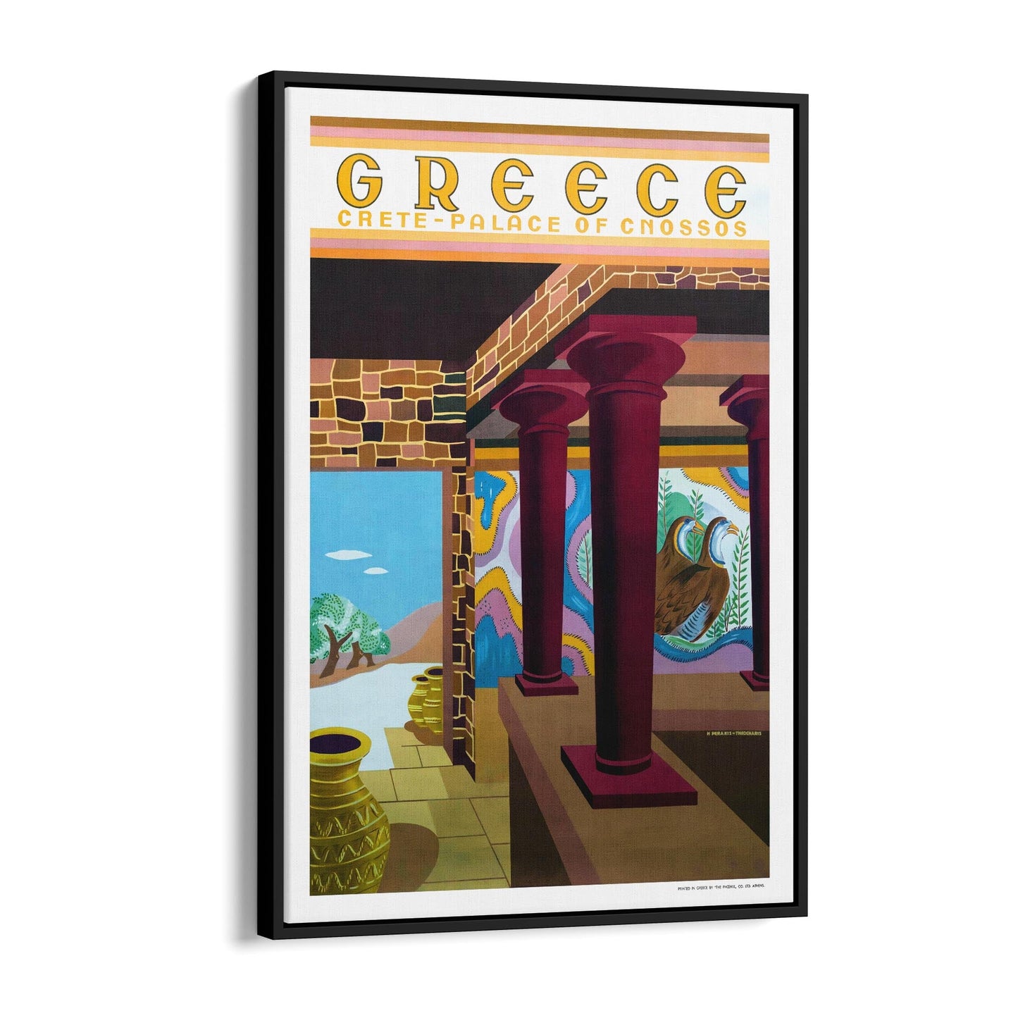 Crete, Greece "Palace of Cnossos" | Framed Canvas Vintage Travel Advertisement
