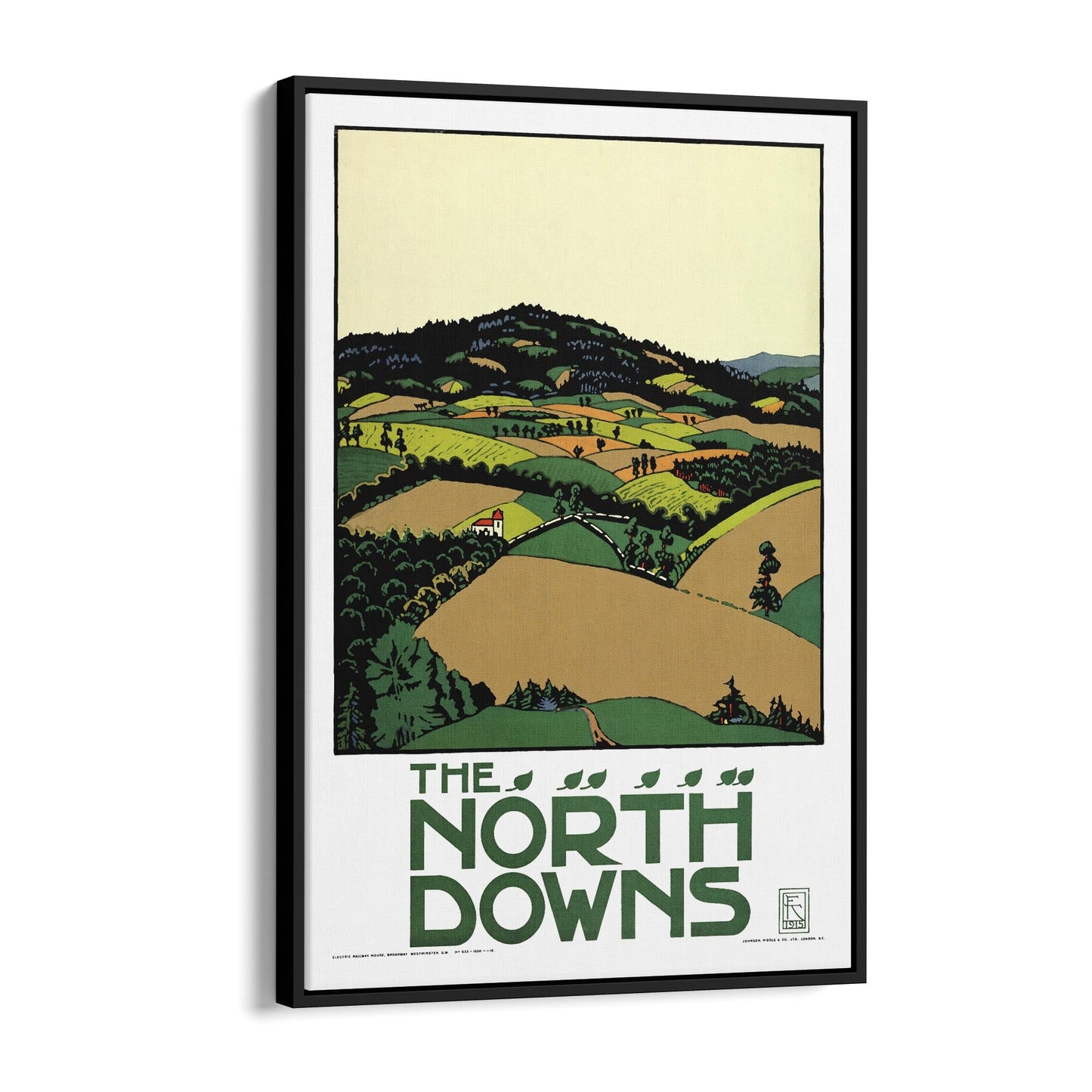 The North Downs, British Countryside | Framed Canvas Vintage Travel Advertisement