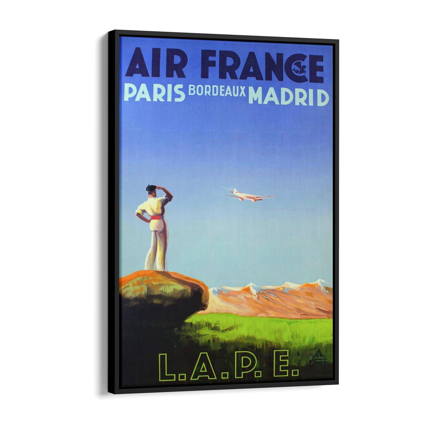 Paris, Bordeaux & Madrid by Air France by Albert Solon | Framed Canvas Vintage Travel Advertisement
