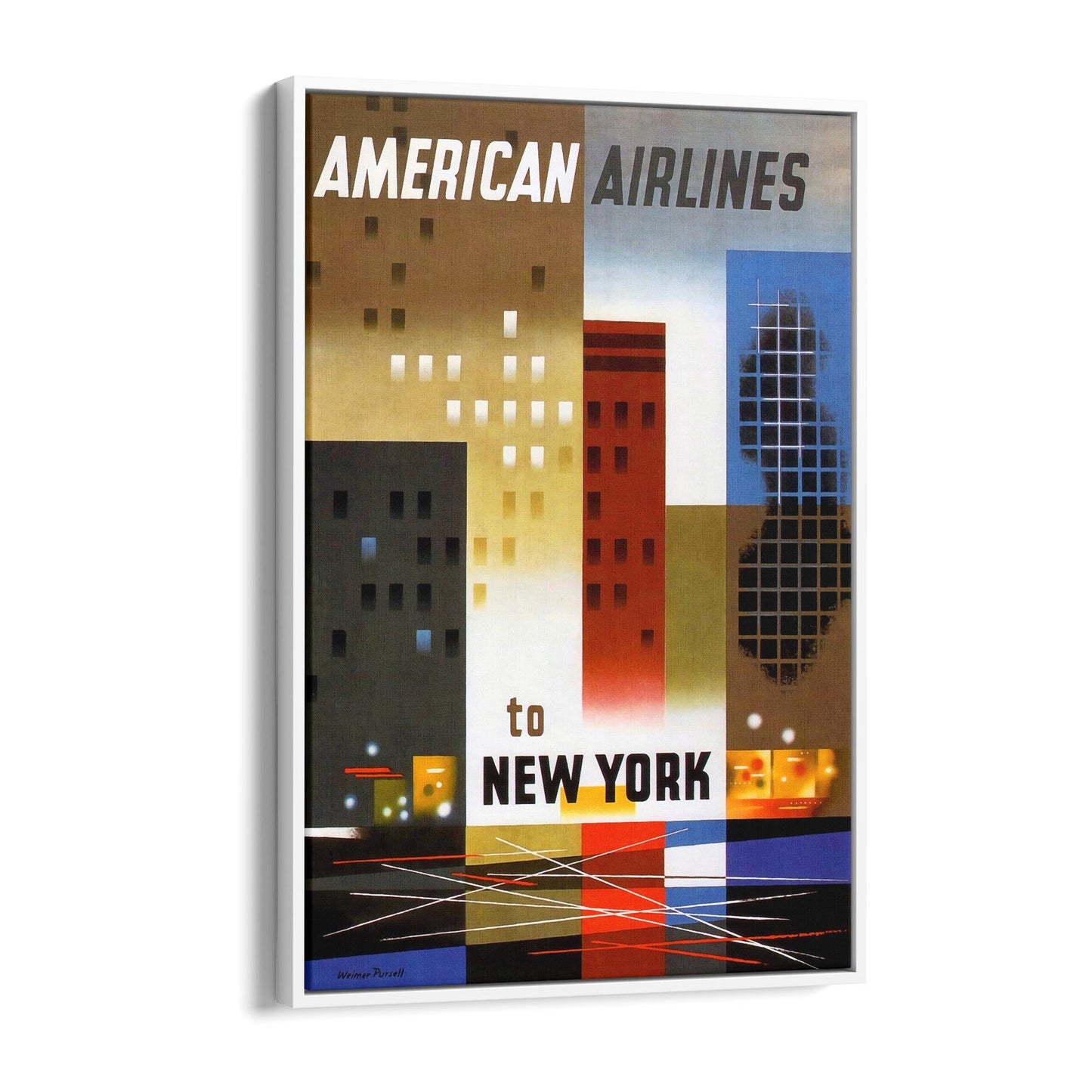 New York, USA by Weimer Purcell | Framed Canvas Vintage Travel Advertisement