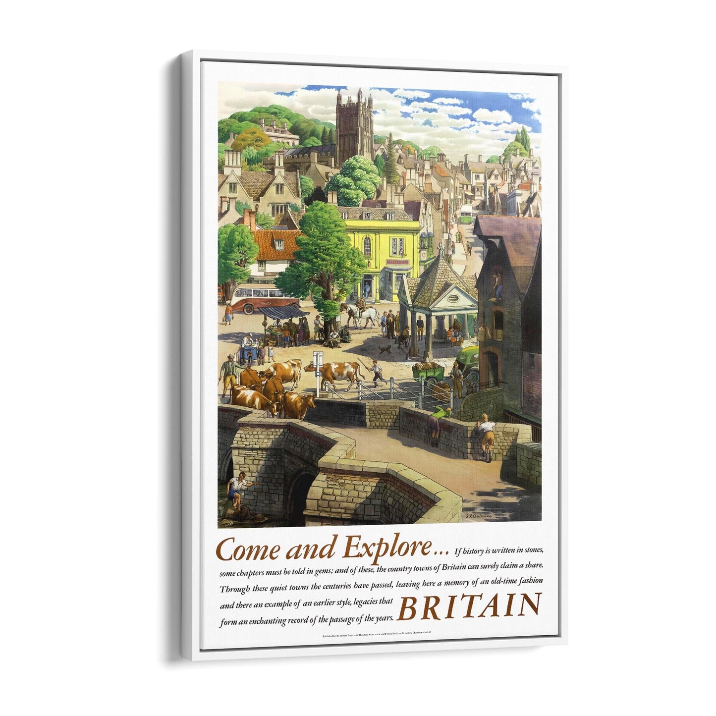 Britain's Country Towns by S.R. Badmin | Framed Canvas Vintage Travel Advertisement