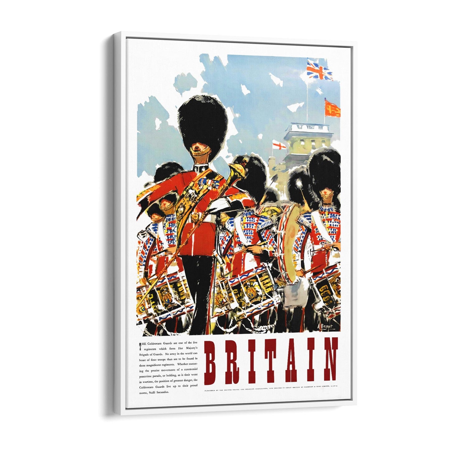 Britain's Coldstream Guards Band by A. Brenet | Framed Canvas Vintage Travel Advertisement