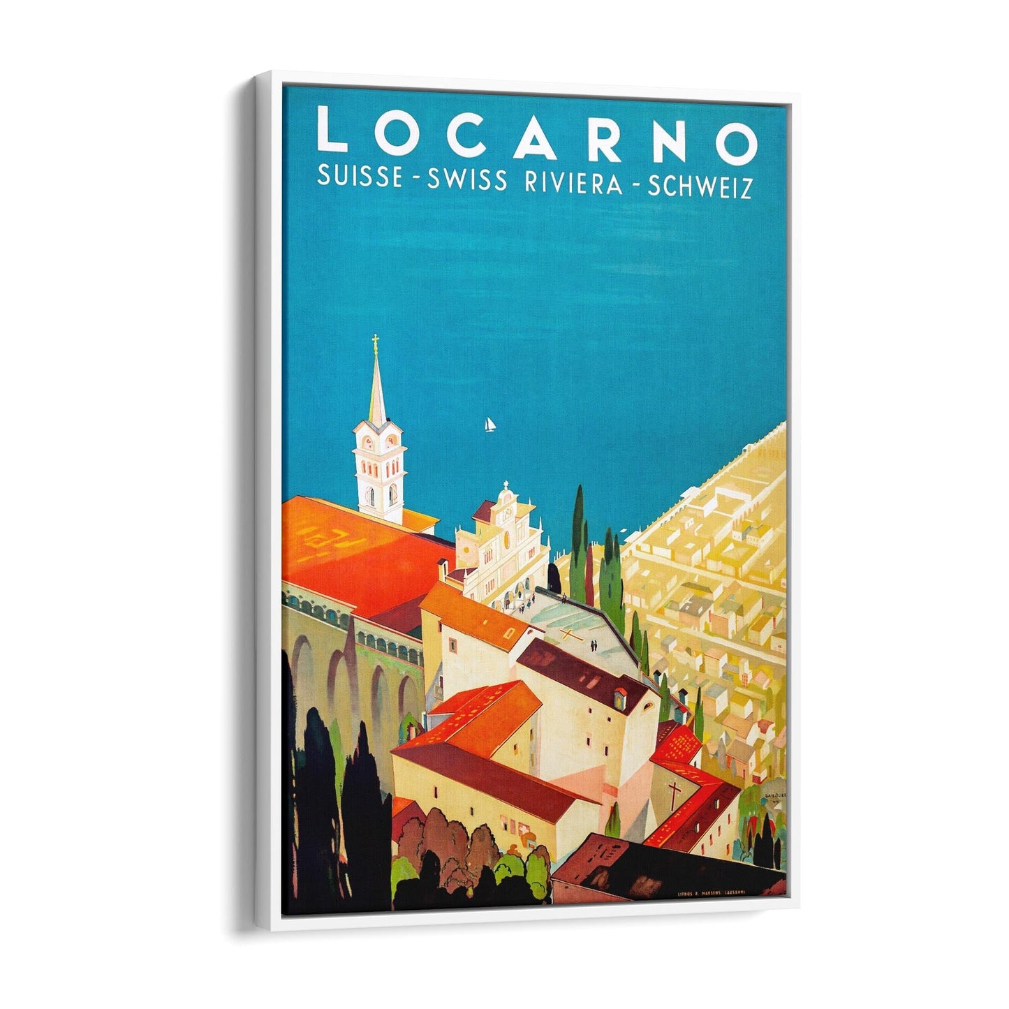 Locarno, Switzerland by Daniele Buzzi | Framed Canvas Vintage Travel Advertisement