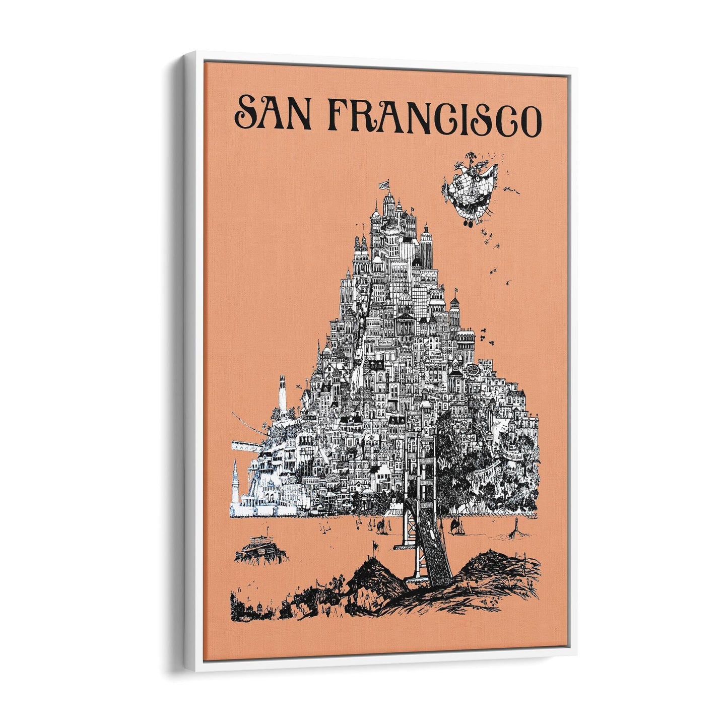 San Francisco, USA by David Schiller | Framed Canvas Vintage Travel Advertisement