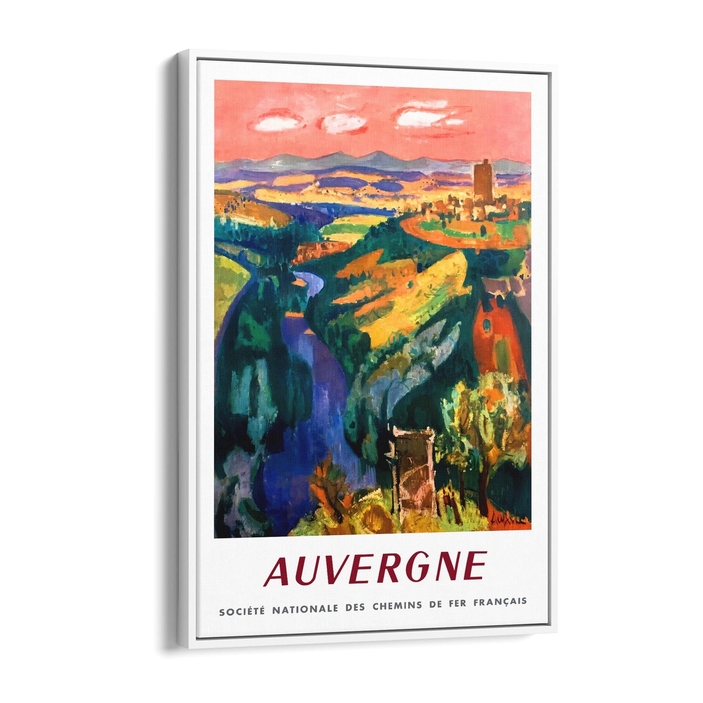 Auvergne, France - French National Railway | Framed Canvas Vintage Travel Advertisement