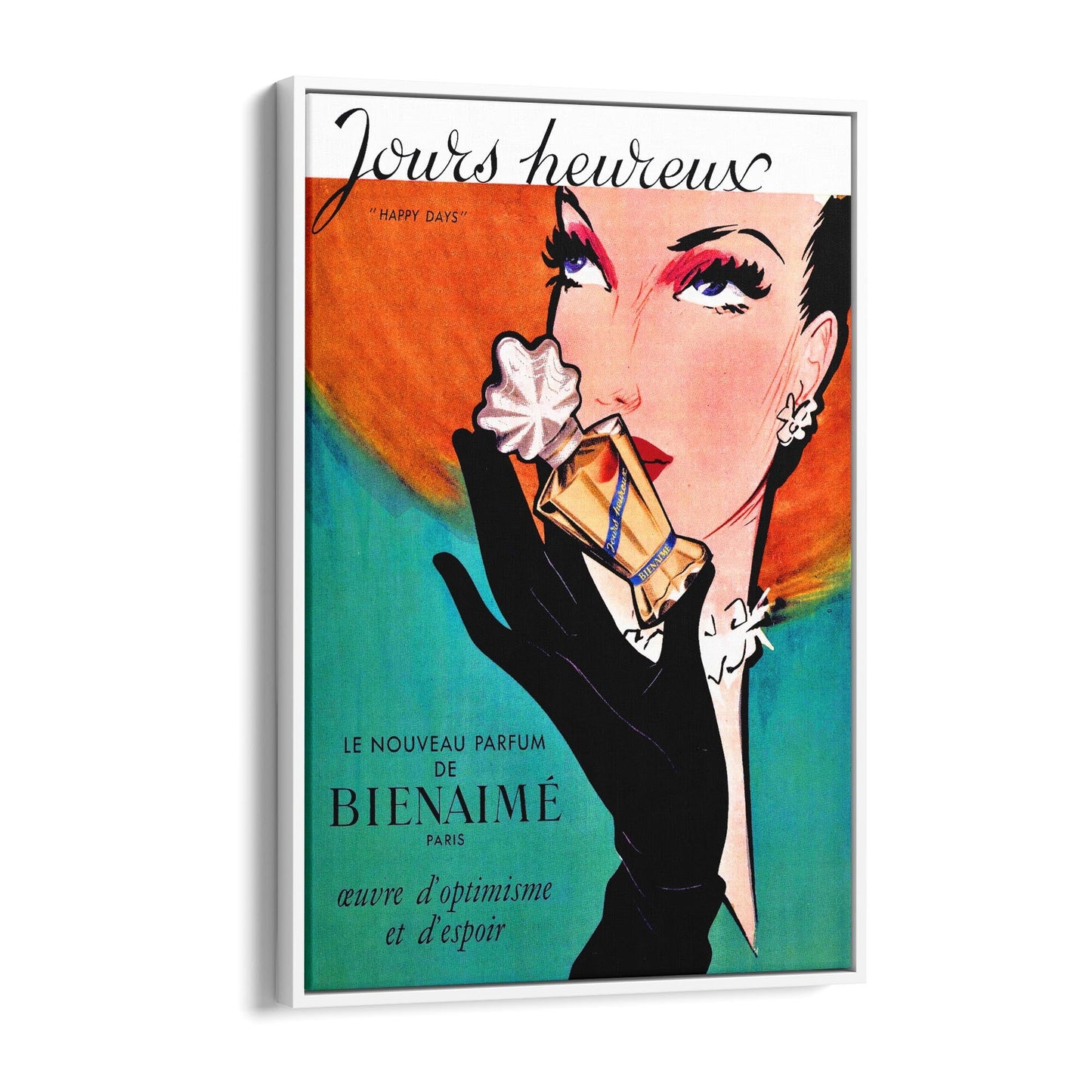 French Perfume "Jours Heureux" | Framed Canvas Vintage Advertisement