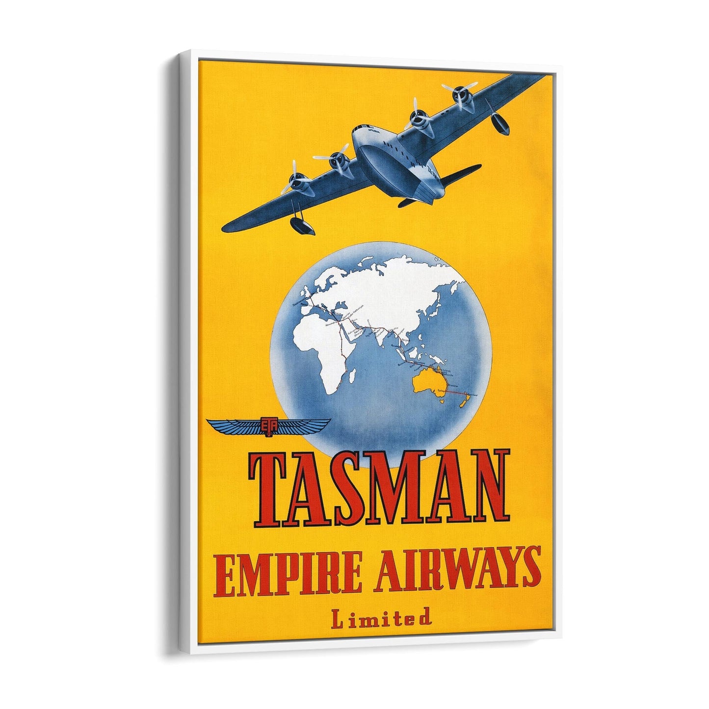 Australia & New Zealand by Tasman Empire Airways | Framed Canvas Vintage Travel Advertisement
