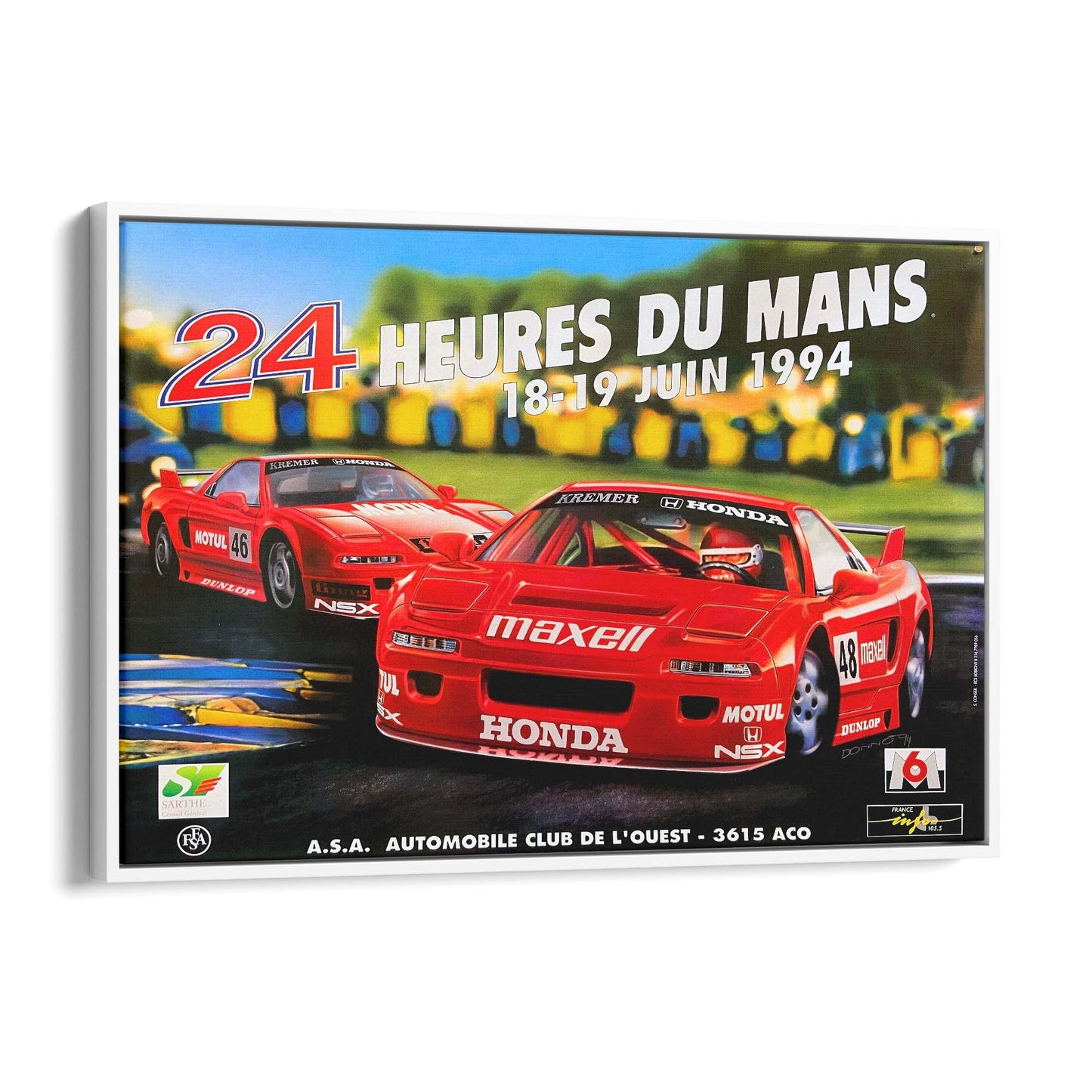 1994 Le Mans 24 Hours French Motorsport | Framed Canvas Vintage Advertisement
