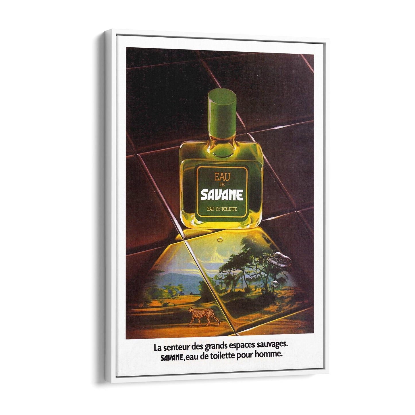 French Perfume "Eau De Savane" | Framed Canvas Vintage Advertisement