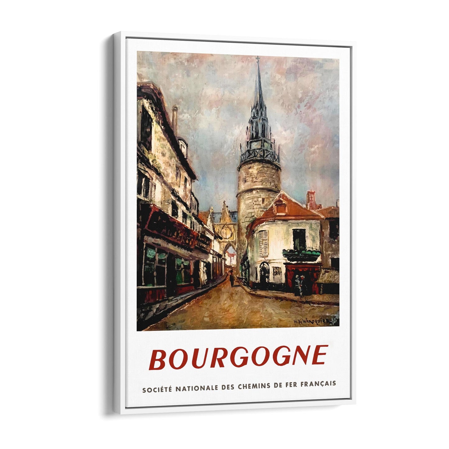 Bourgogne, France - French National Railway | Framed Canvas Vintage Travel Advertisement