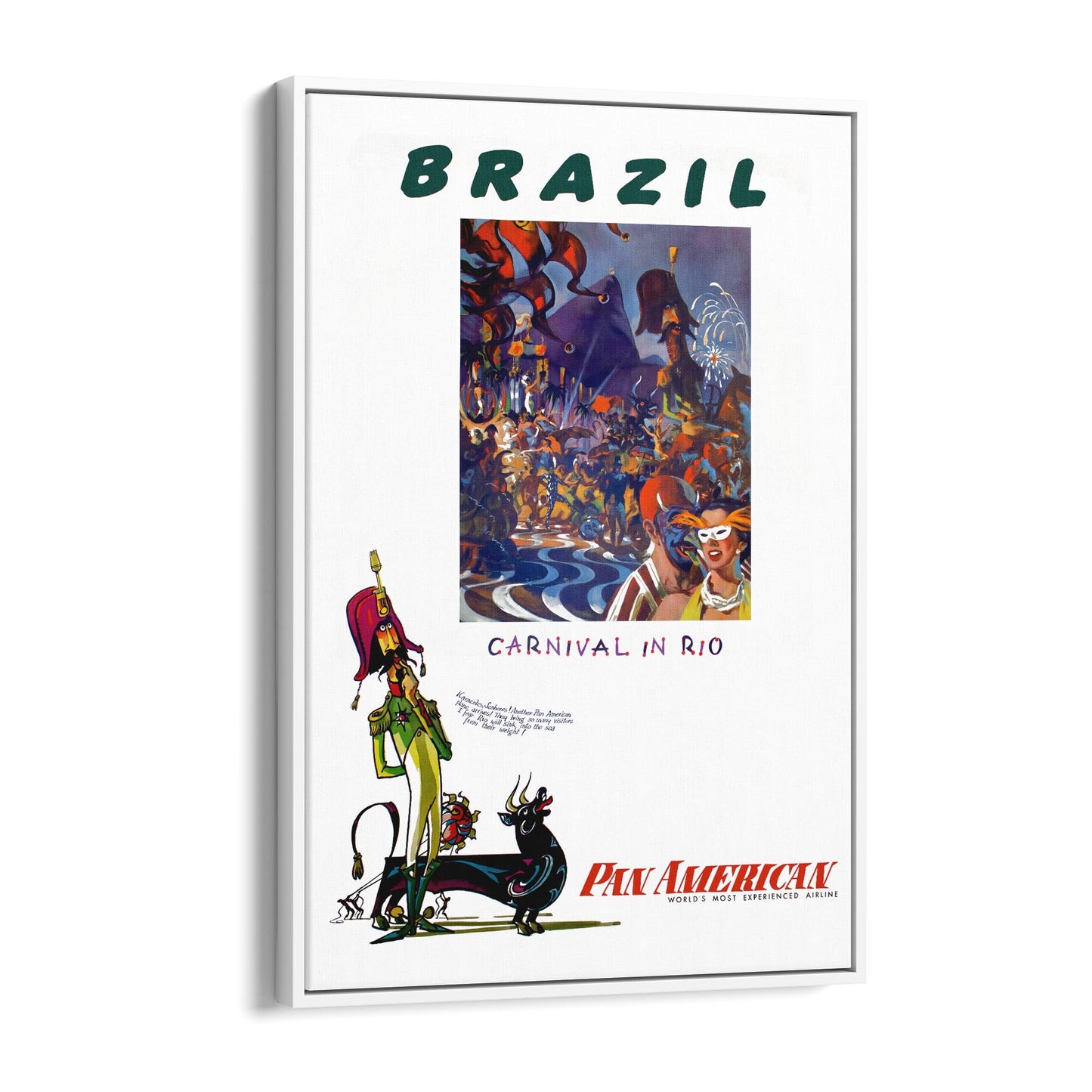 Brazil Carnival in Rio Pan American | Framed Canvas Vintage Travel Advertisement