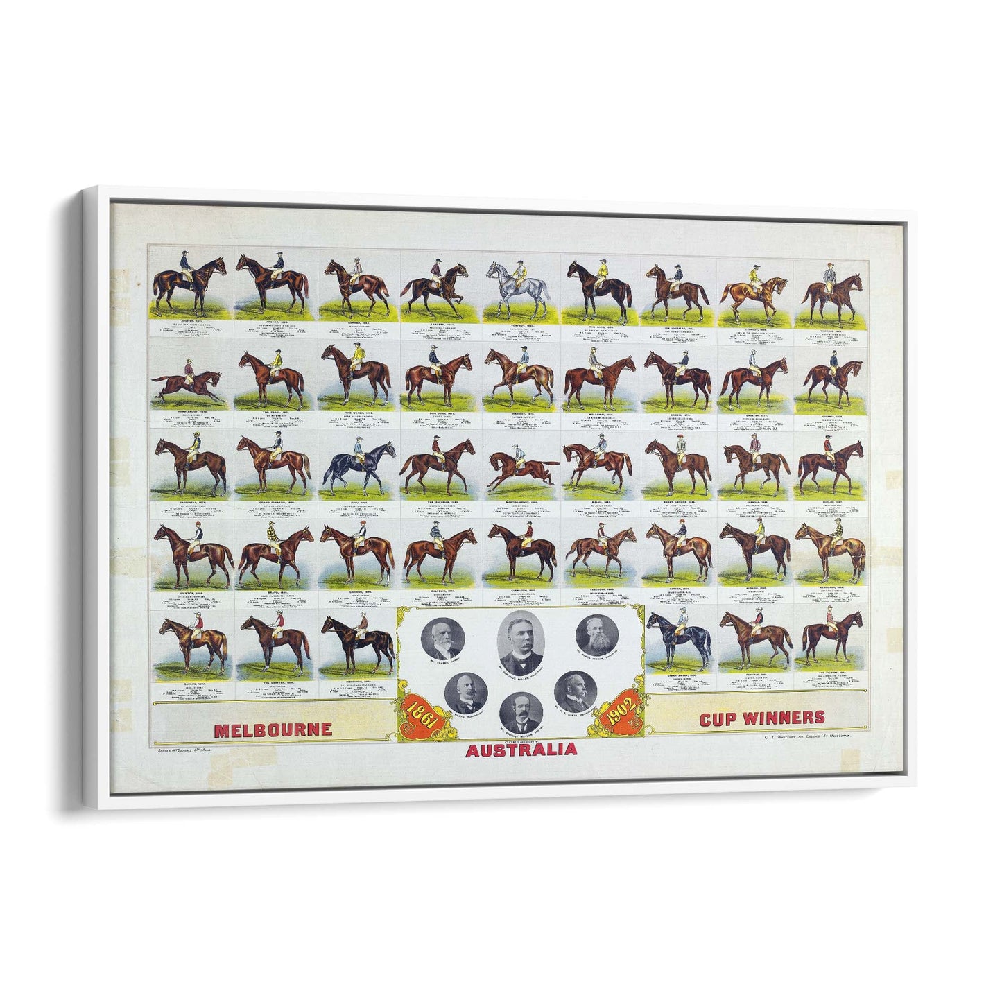 Melbourne Cup Winners 1861 to 1902, Australia | Framed Canvas Vintage Advertisement