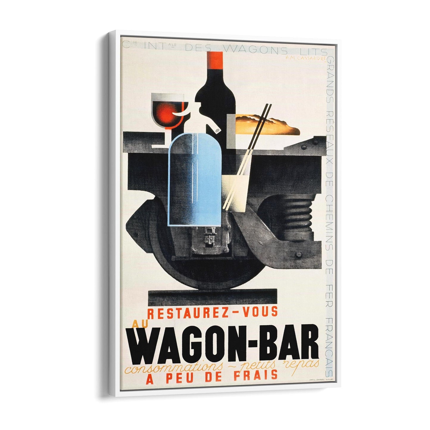 French Art Deco "Au Wagon-Bar" | Framed Canvas Vintage Advertisement