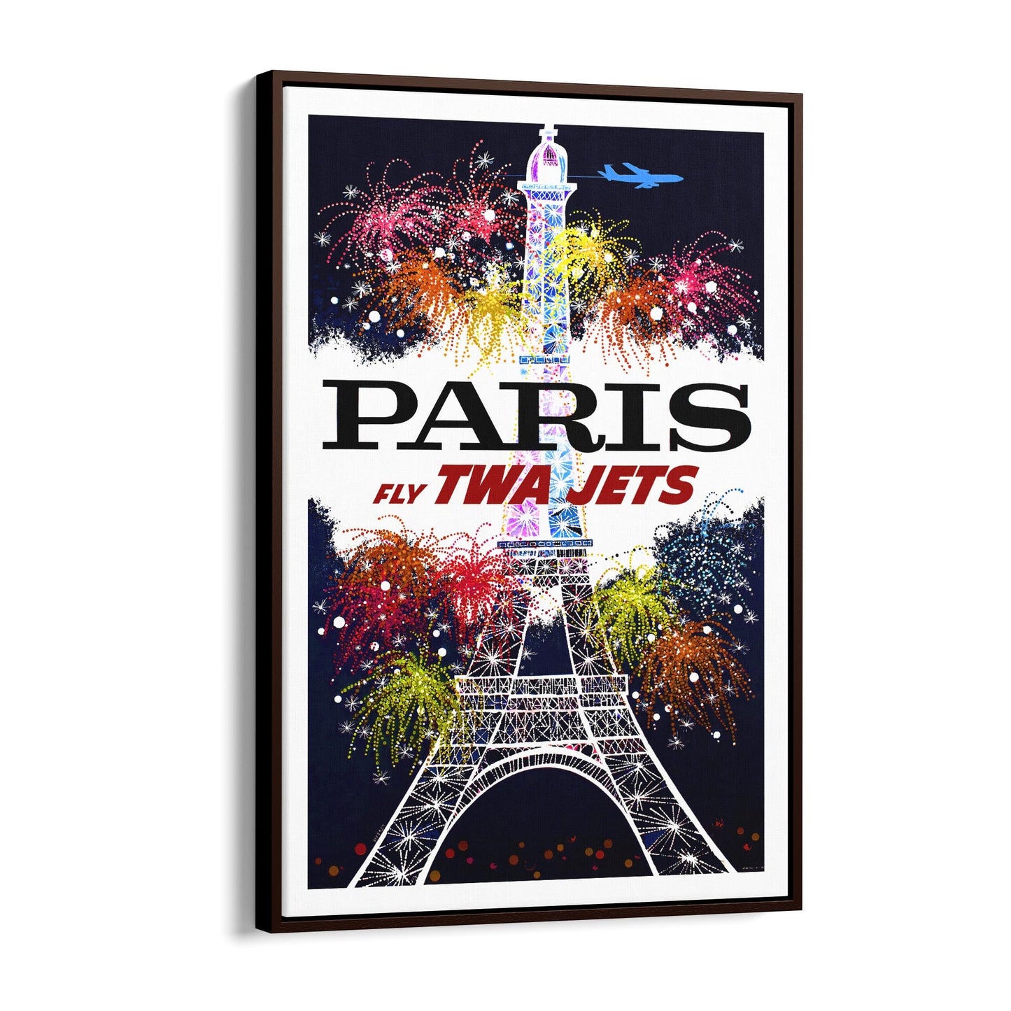 Paris "Fly TWA Jets to the City of Lights" | Framed Canvas Vintage Travel Advertisement