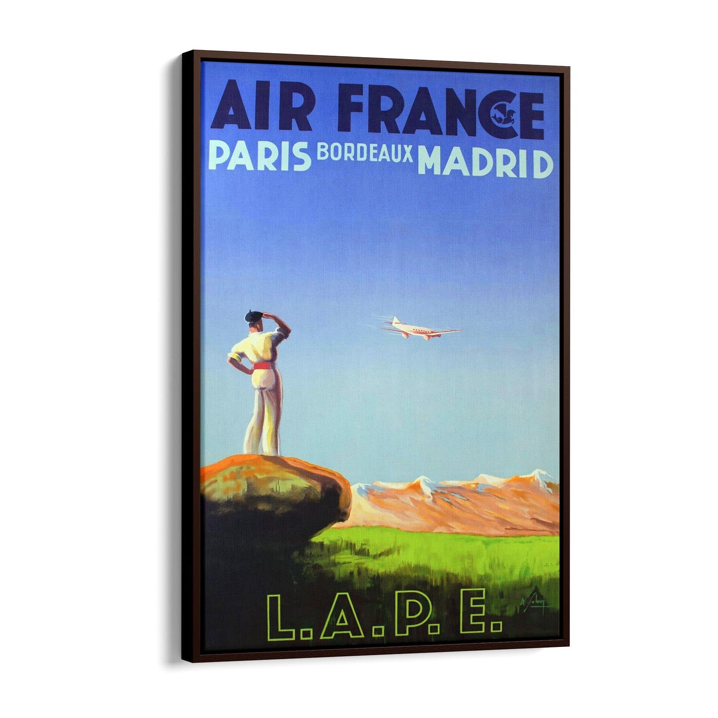 Paris, Bordeaux & Madrid by Air France by Albert Solon | Framed Canvas Vintage Travel Advertisement