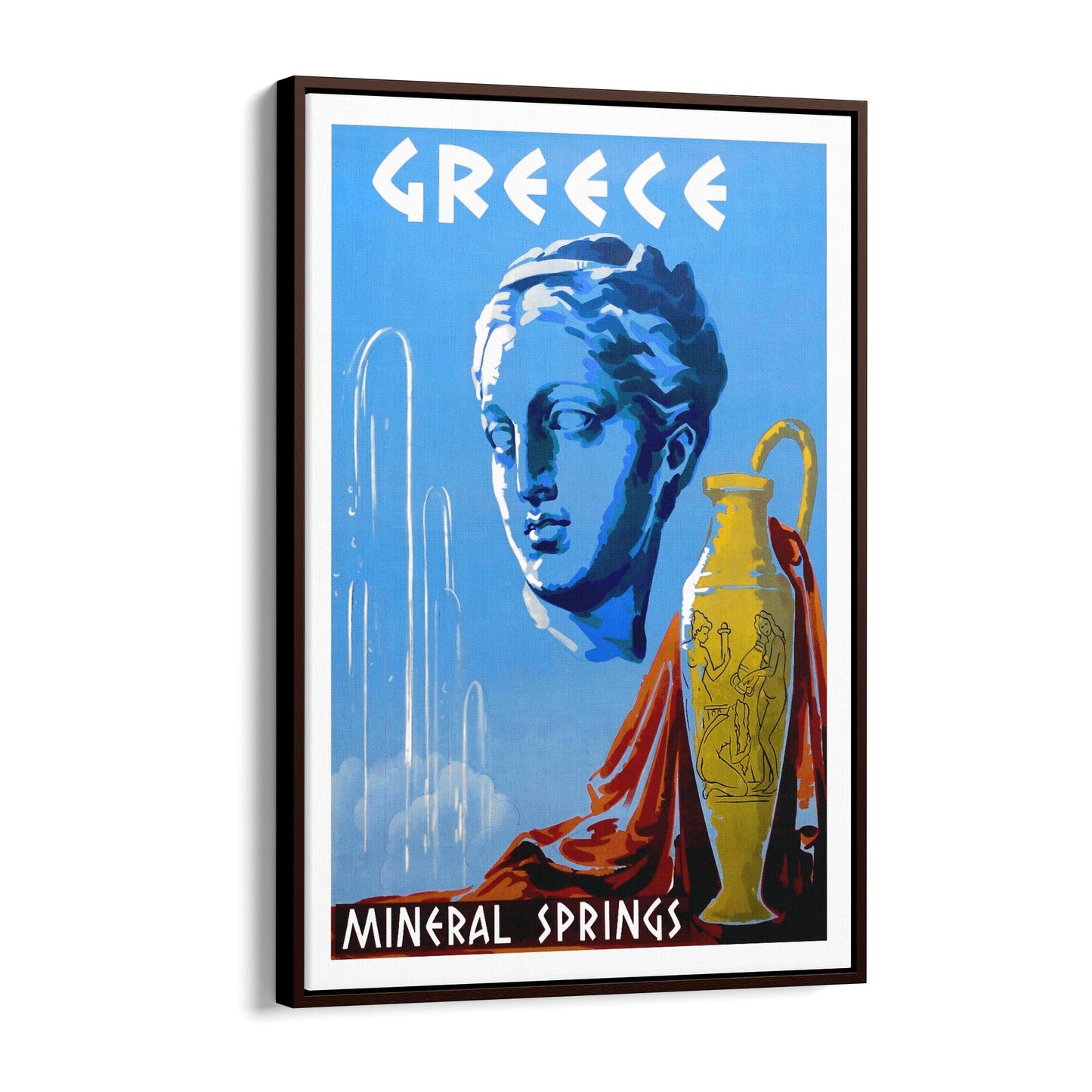 Mineral Springs, Greece | Framed Canvas Vintage Travel Advertisement
