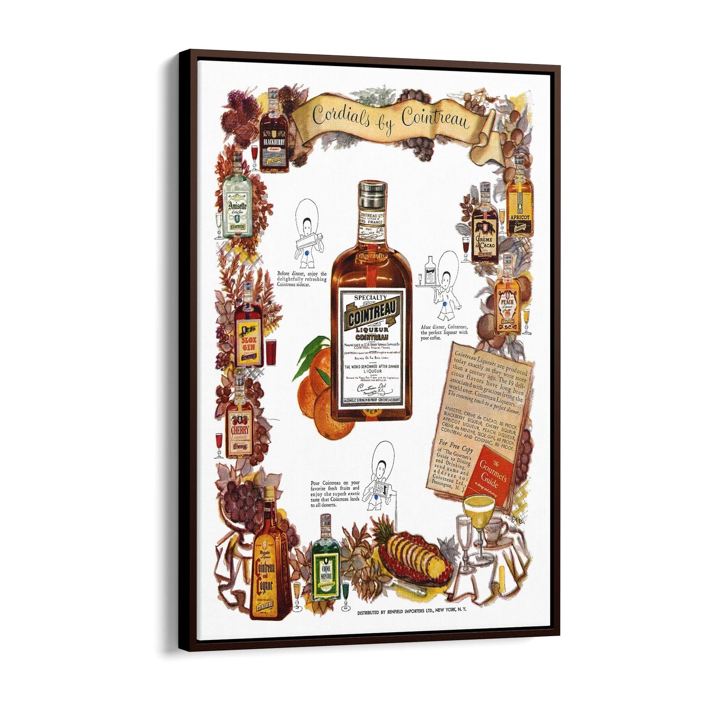 Cordials by Cointreau | Framed Canvas Vintage Drinks Advertisement