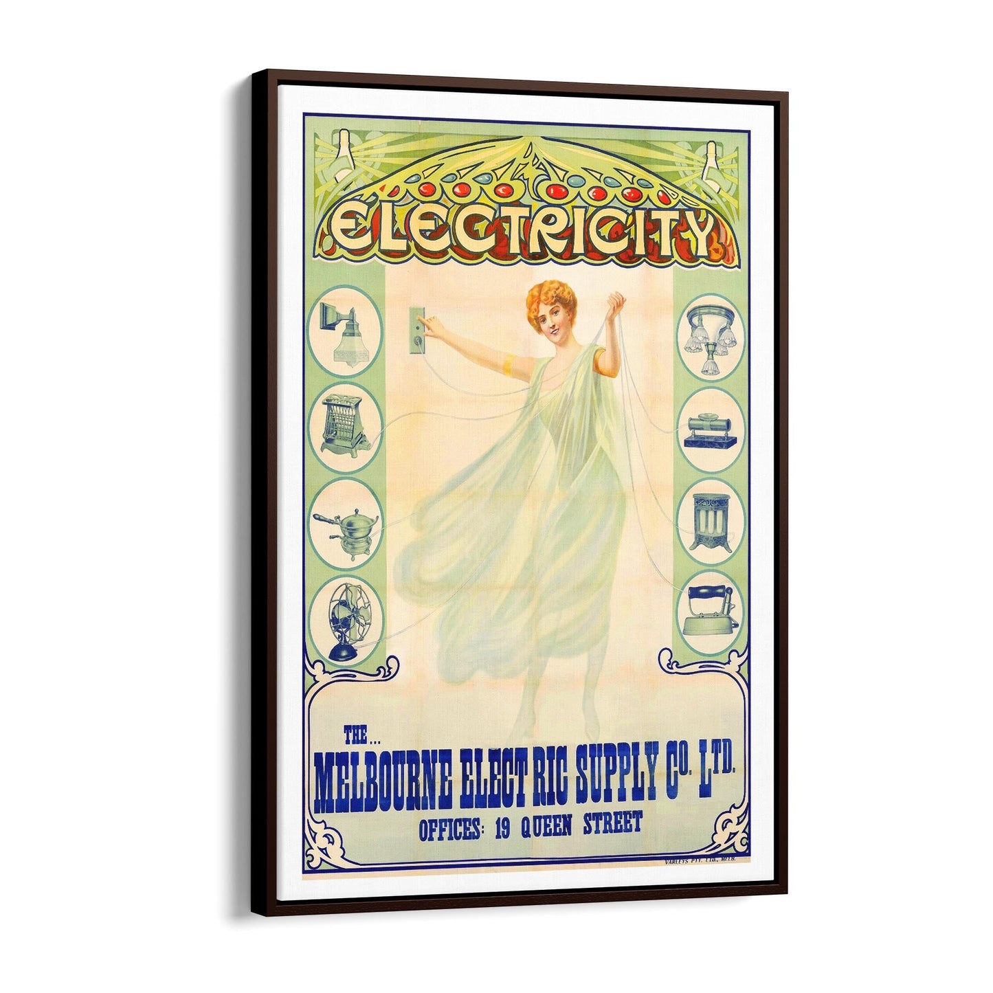 Melbourne Electric Supply Co, Australia | Framed Canvas Vintage Advertisement