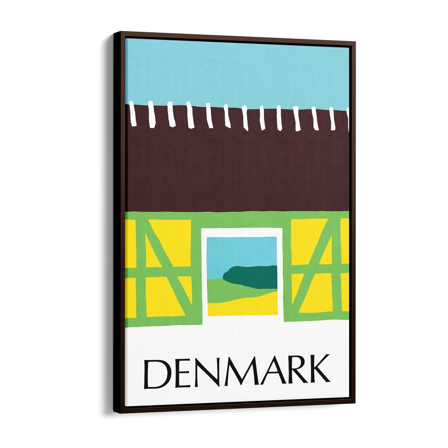 Denmark Minimal Countryside Farm Barn | Framed Canvas Vintage Travel Advertisement
