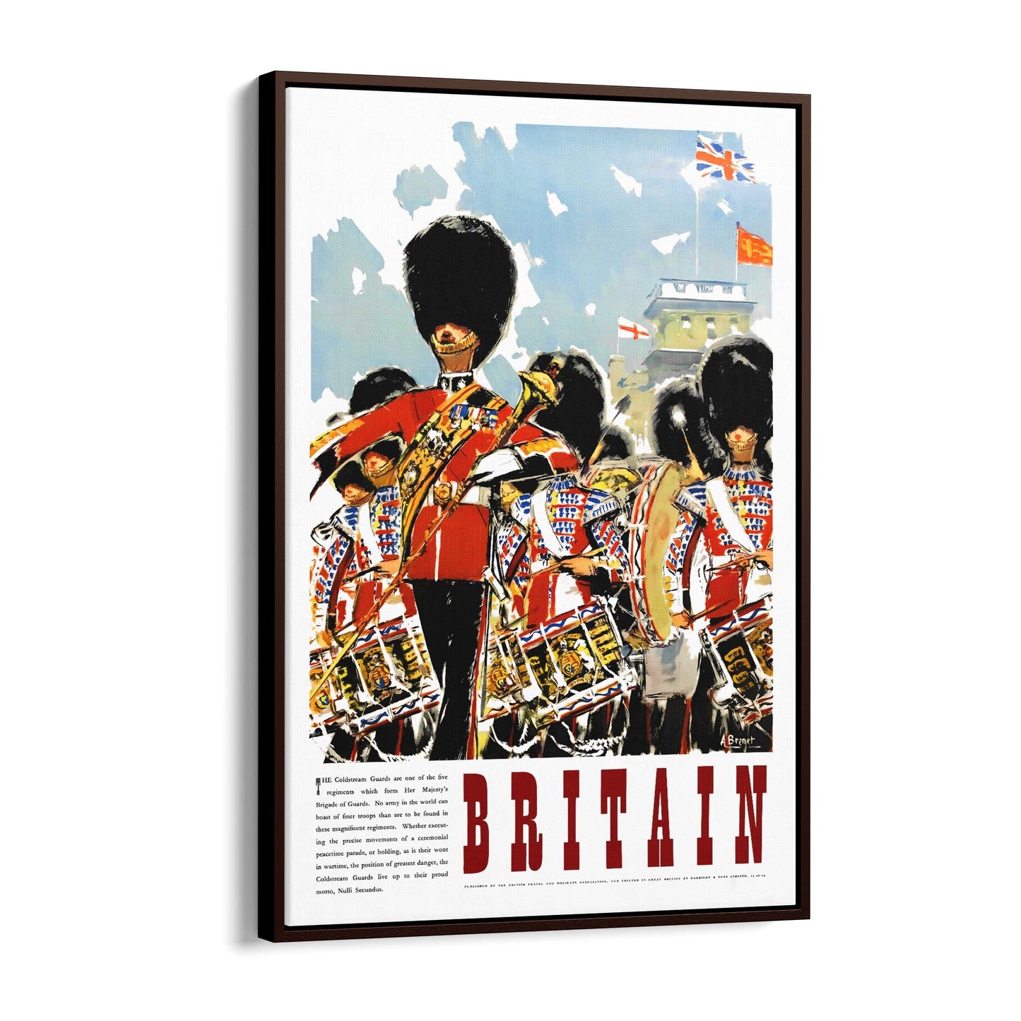Britain's Coldstream Guards Band by A. Brenet | Framed Canvas Vintage Travel Advertisement