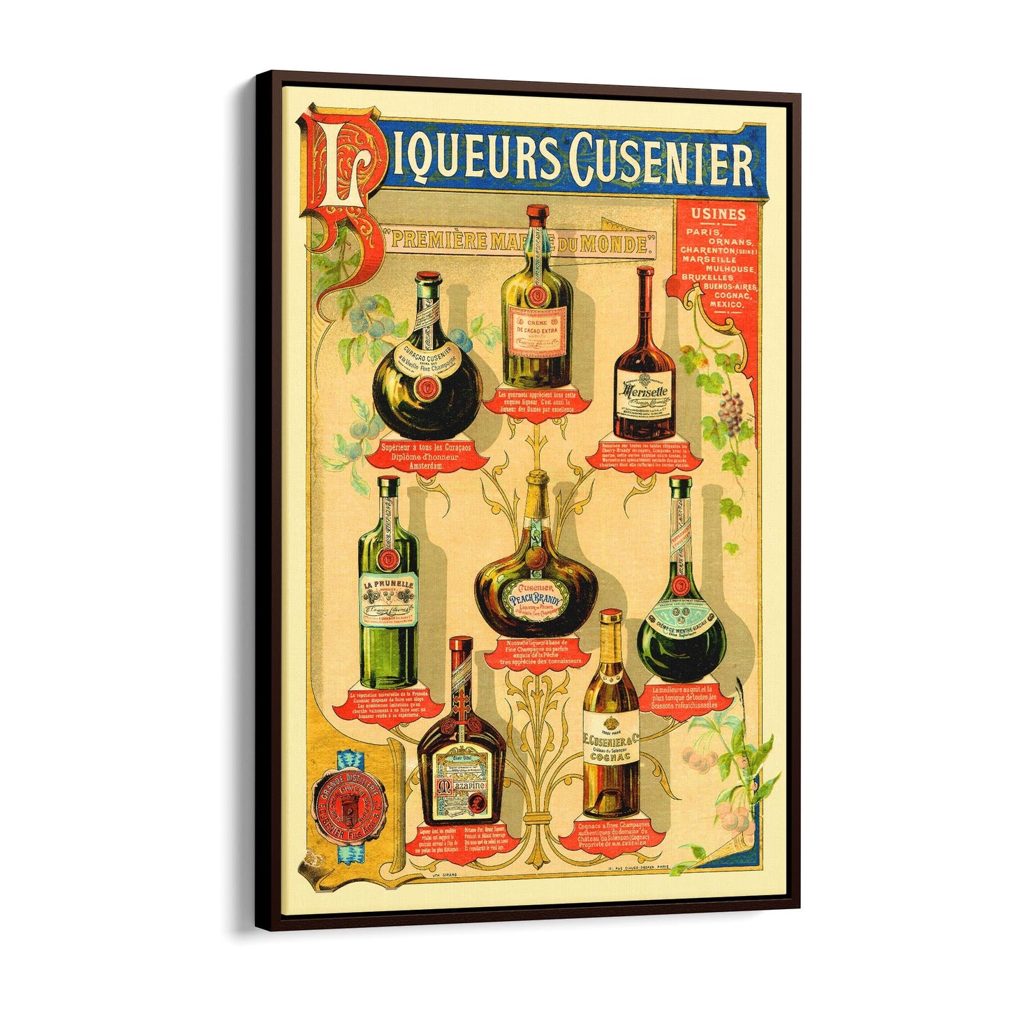 Liqueurs Cusenier | Framed Canvas Vintage French Advertisement