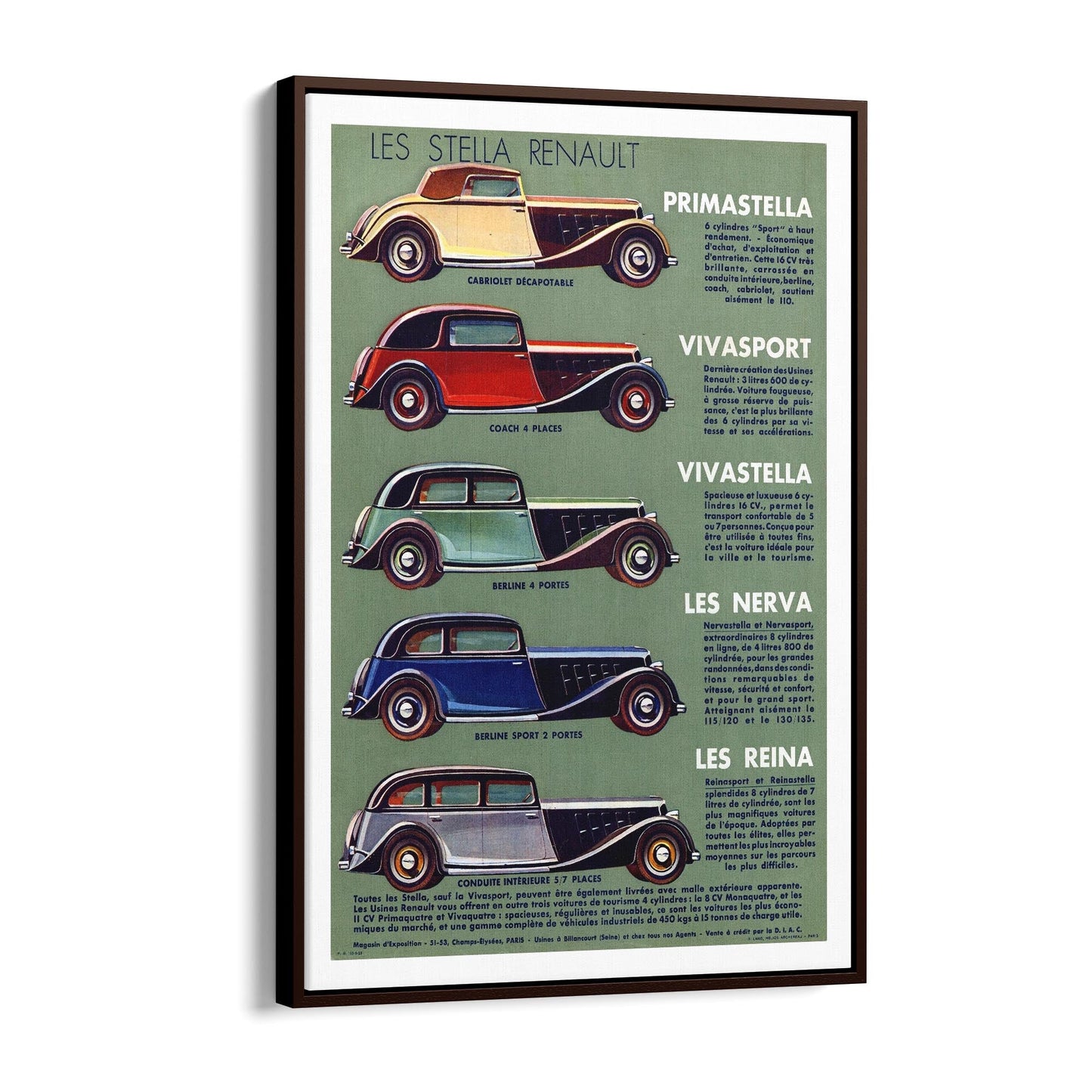 "The Renault Stars" (Les Stella Renault) French Car | Framed Canvas Vintage Advertisement