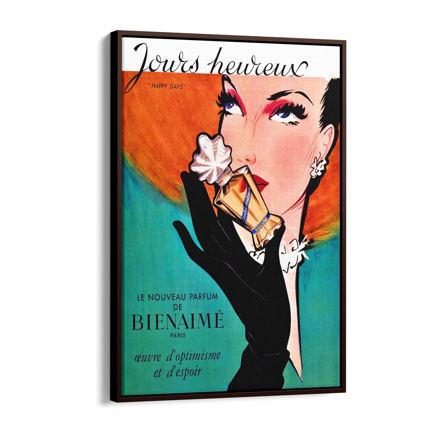 French Perfume "Jours Heureux" | Framed Canvas Vintage Advertisement