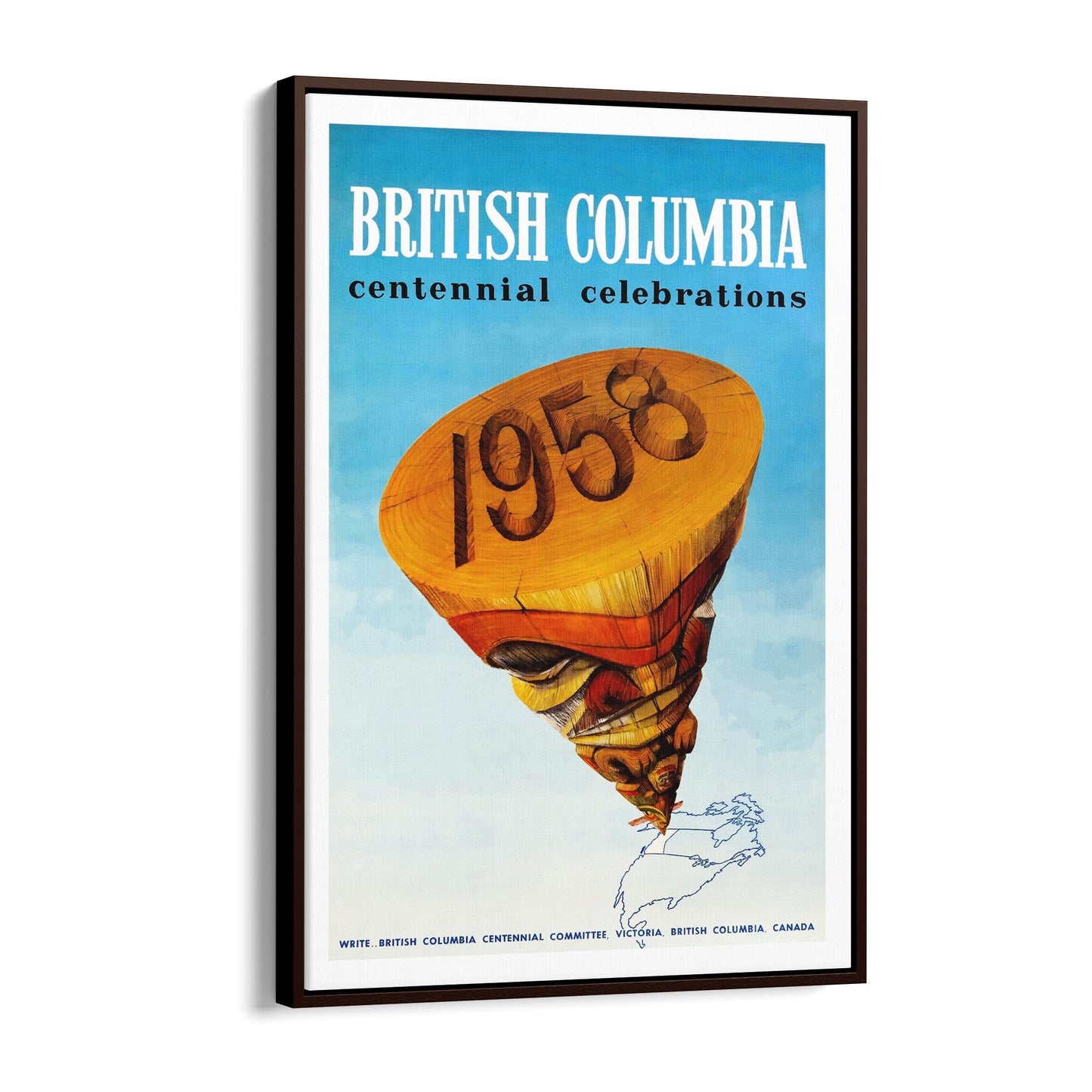 British Columbia, Canada Centennial Celebrations | Framed Canvas Vintage Travel Advertisement