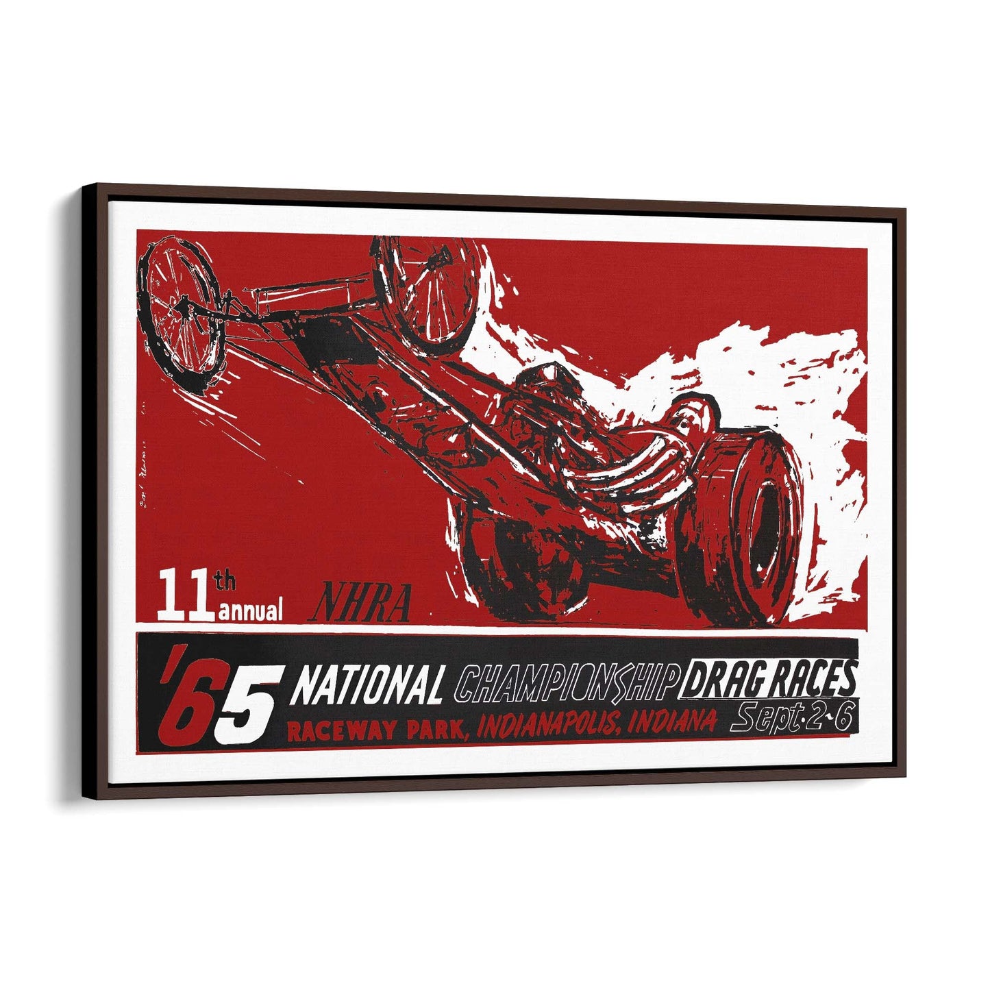 1965 "National Championship Drag Races" Indianapolis Motorsport | Framed Canvas Vintage Advertisement