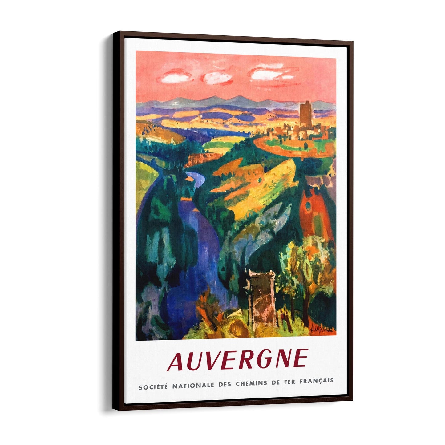 Auvergne, France - French National Railway | Framed Canvas Vintage Travel Advertisement