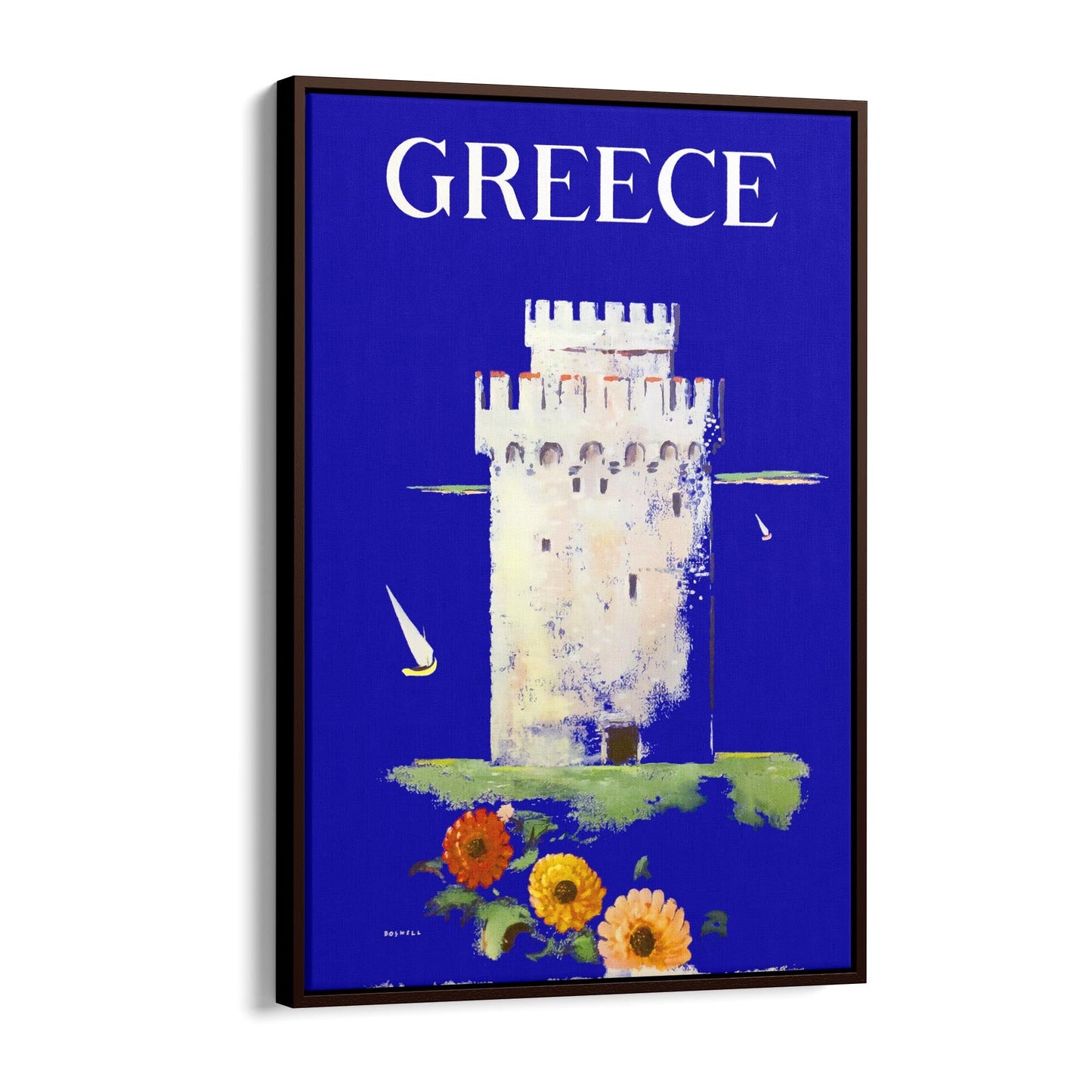 Salonica White Tower of Thessaloniki, Greece by Boswell | Framed Canvas Vintage Travel Advertisement