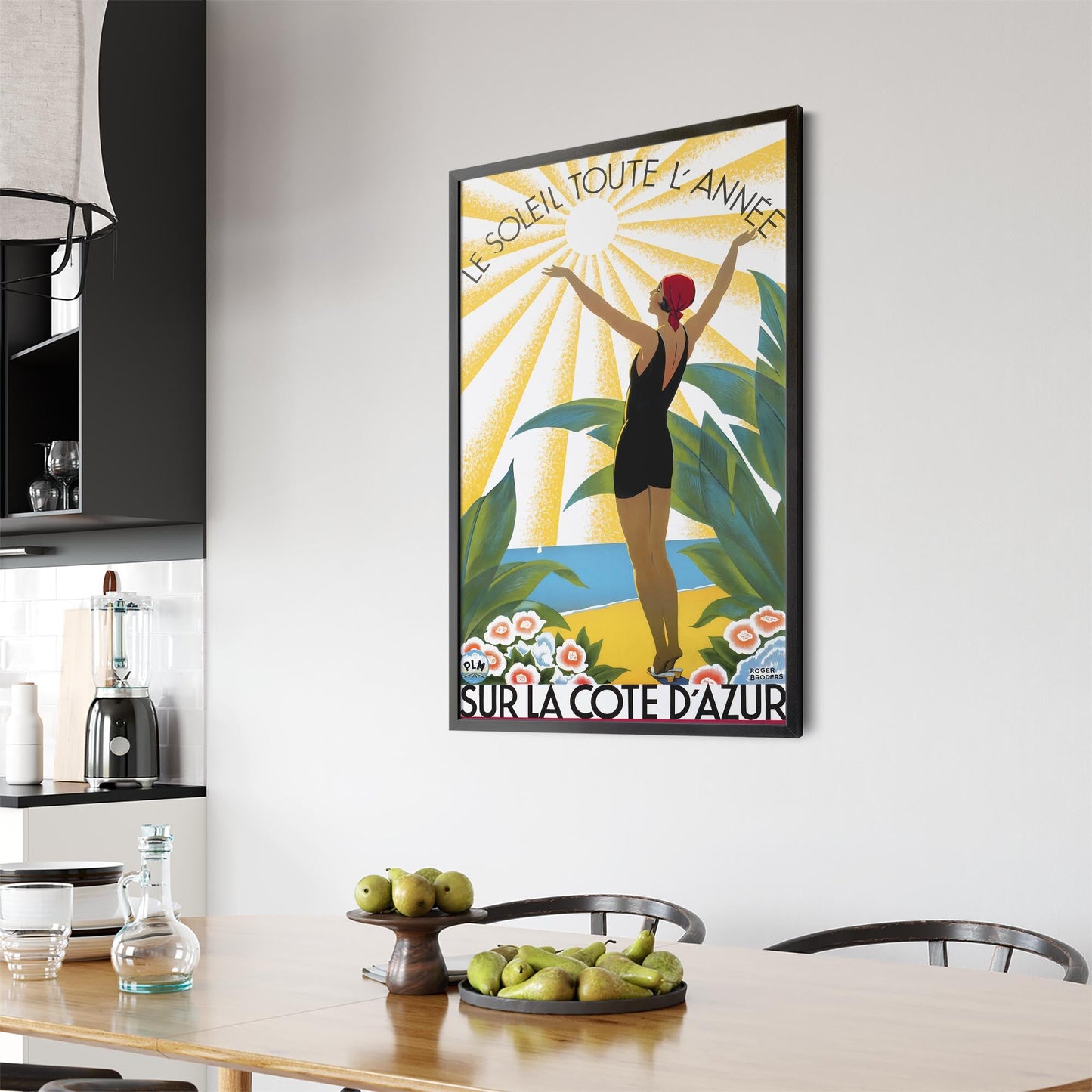 Cote d'Azur Poster - "Le Soleil Toute L'Annee" by Roger Broders | Framed Canvas Vintage Travel Advertisement