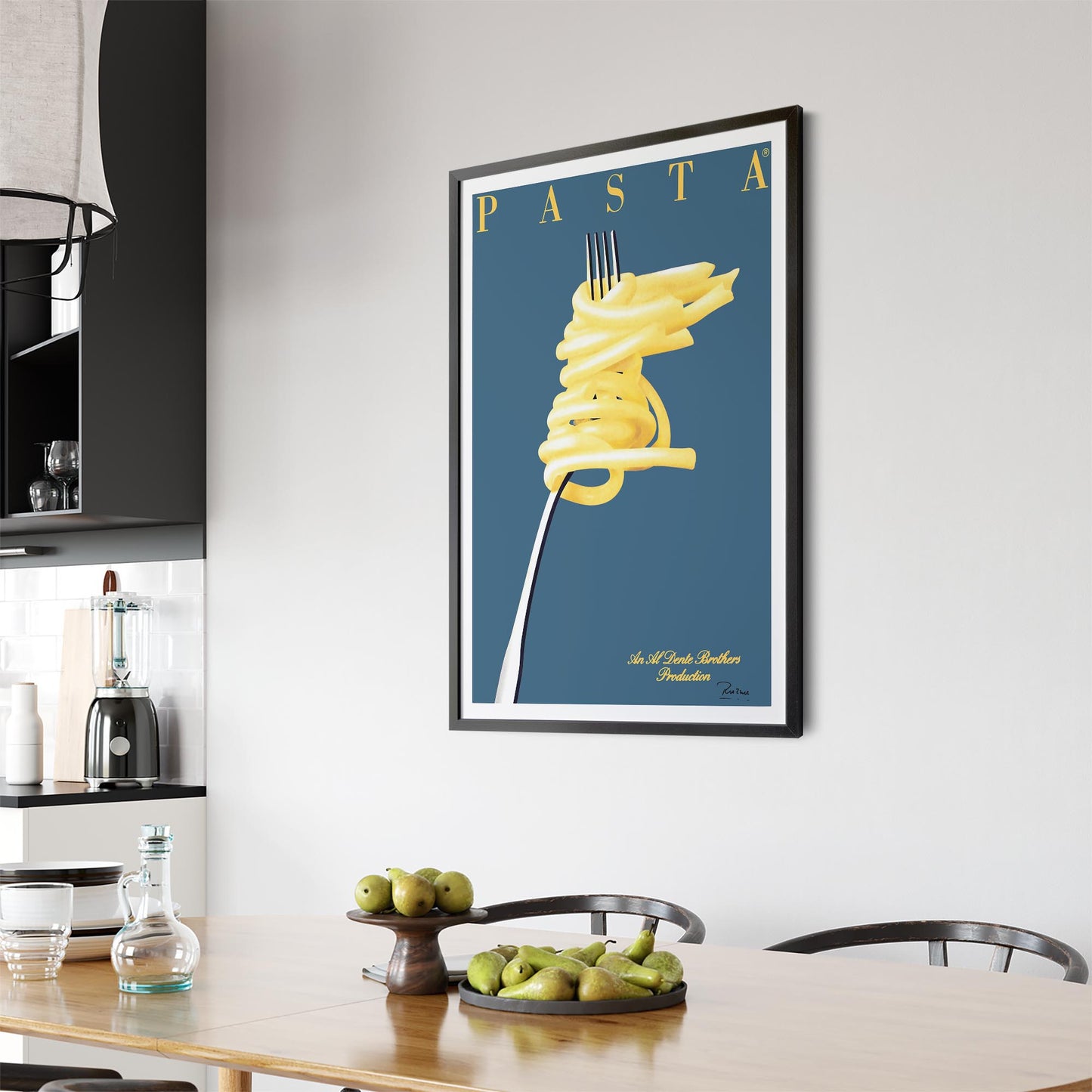 Blue Italian Pasta | Framed Vintage Poster